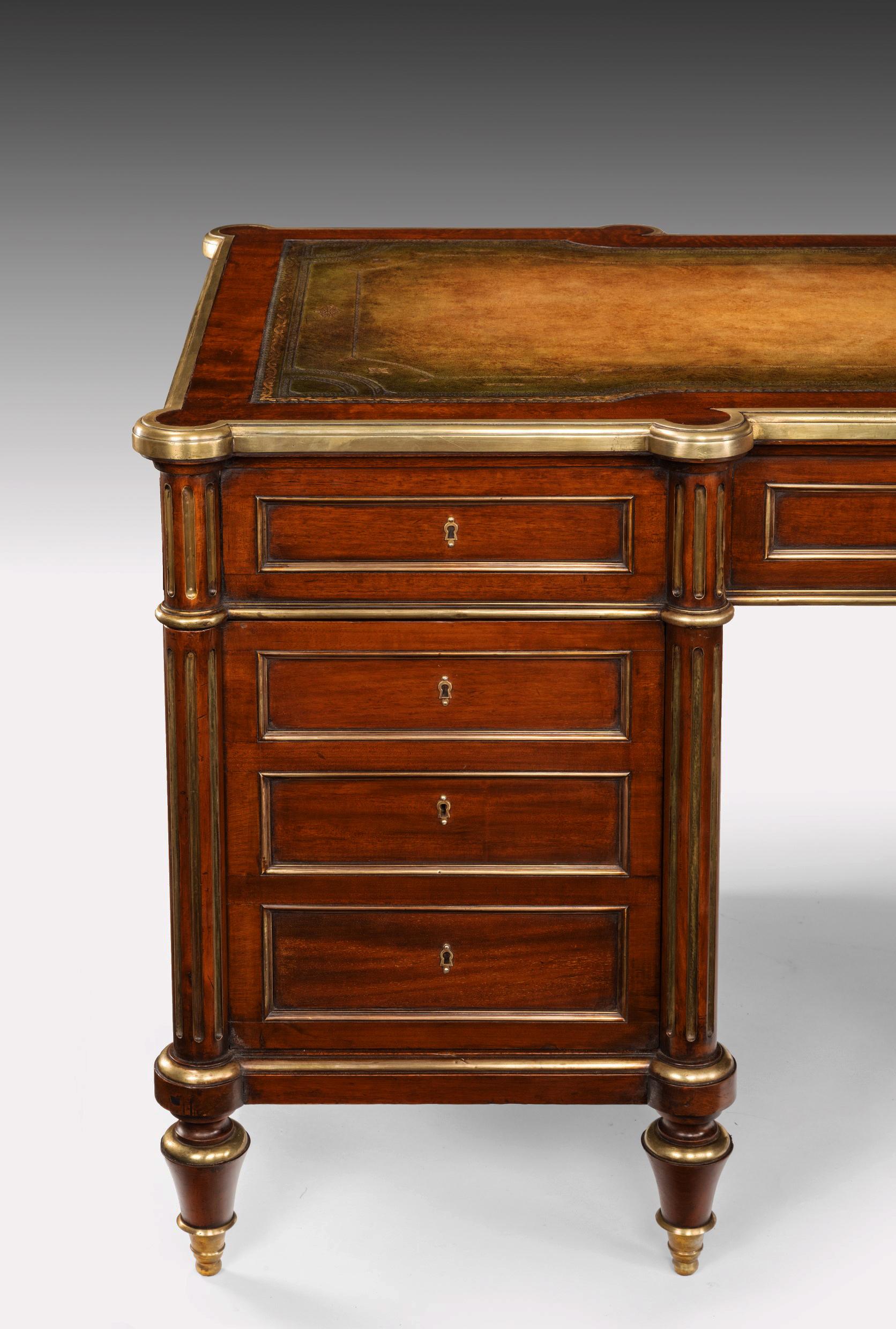 Fine 19th Century Gillows Brass-Mounted Mahogany Pedestal Desk 10