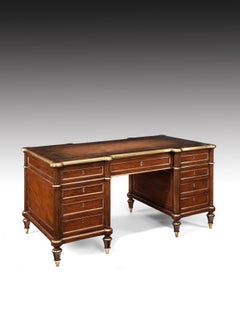 Fine 19th Century Gillows Brass-Mounted Mahogany Pedestal Desk
