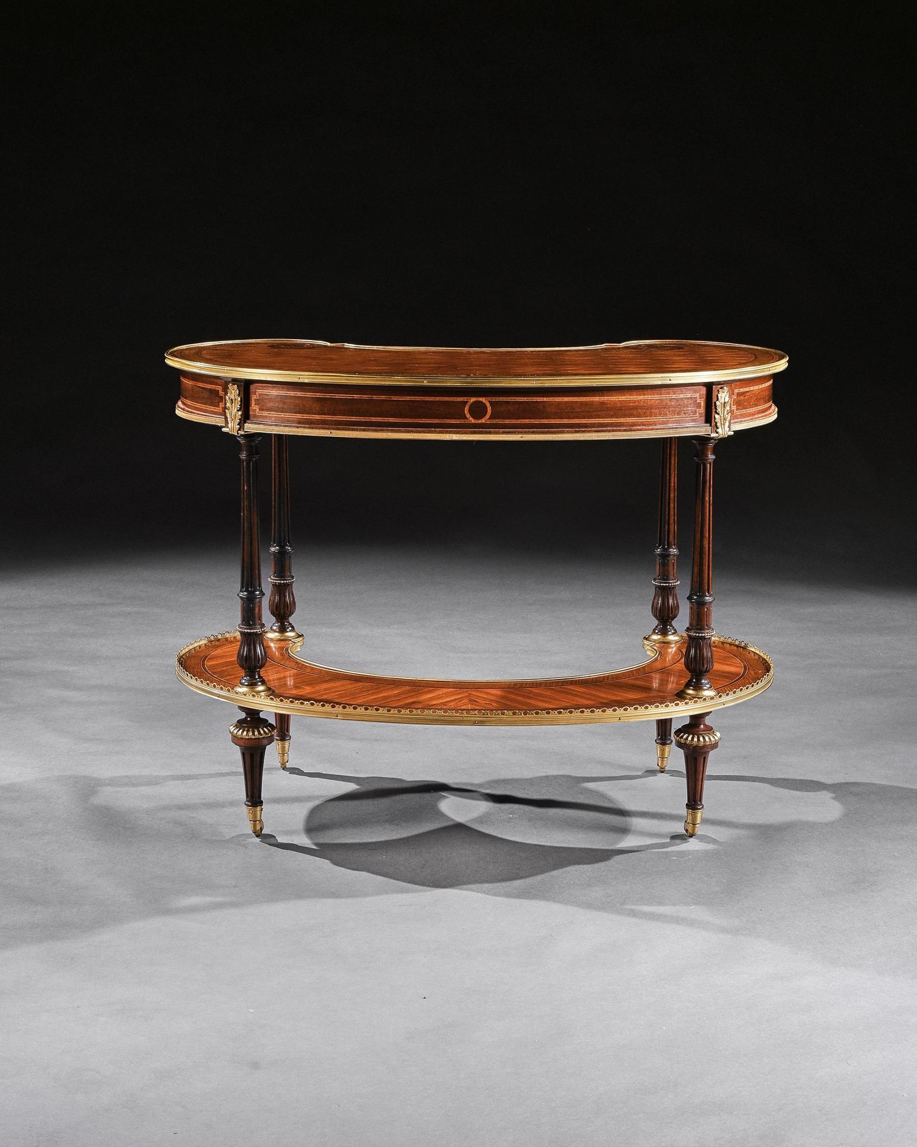 Fine 19th Century Gillows Parquetry and Gilt Bronze Kidney Shaped Table In Good Condition For Sale In Benington, Herts