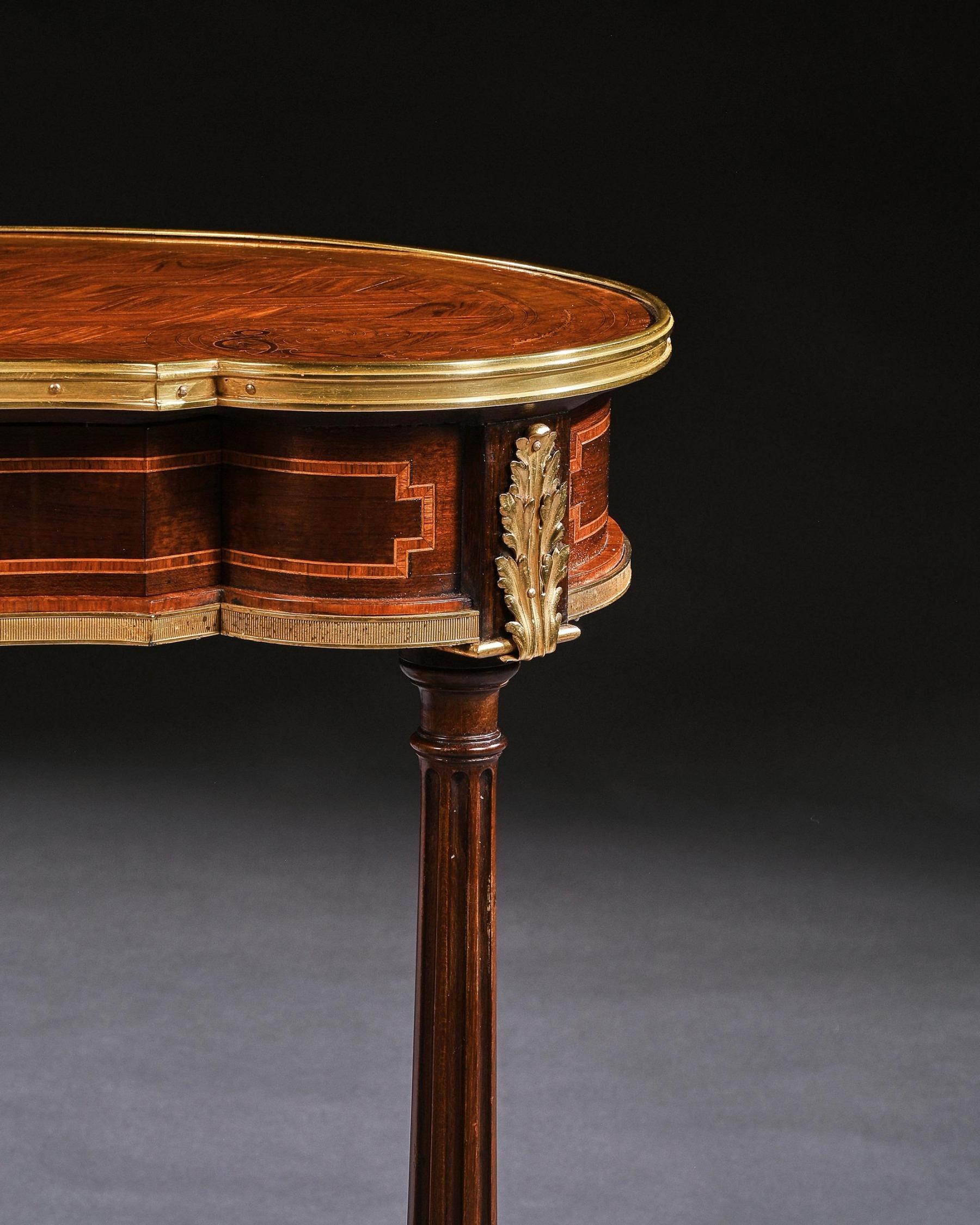 Fine 19th Century Gillows Parquetry and Gilt Bronze Kidney Shaped Table For Sale 3
