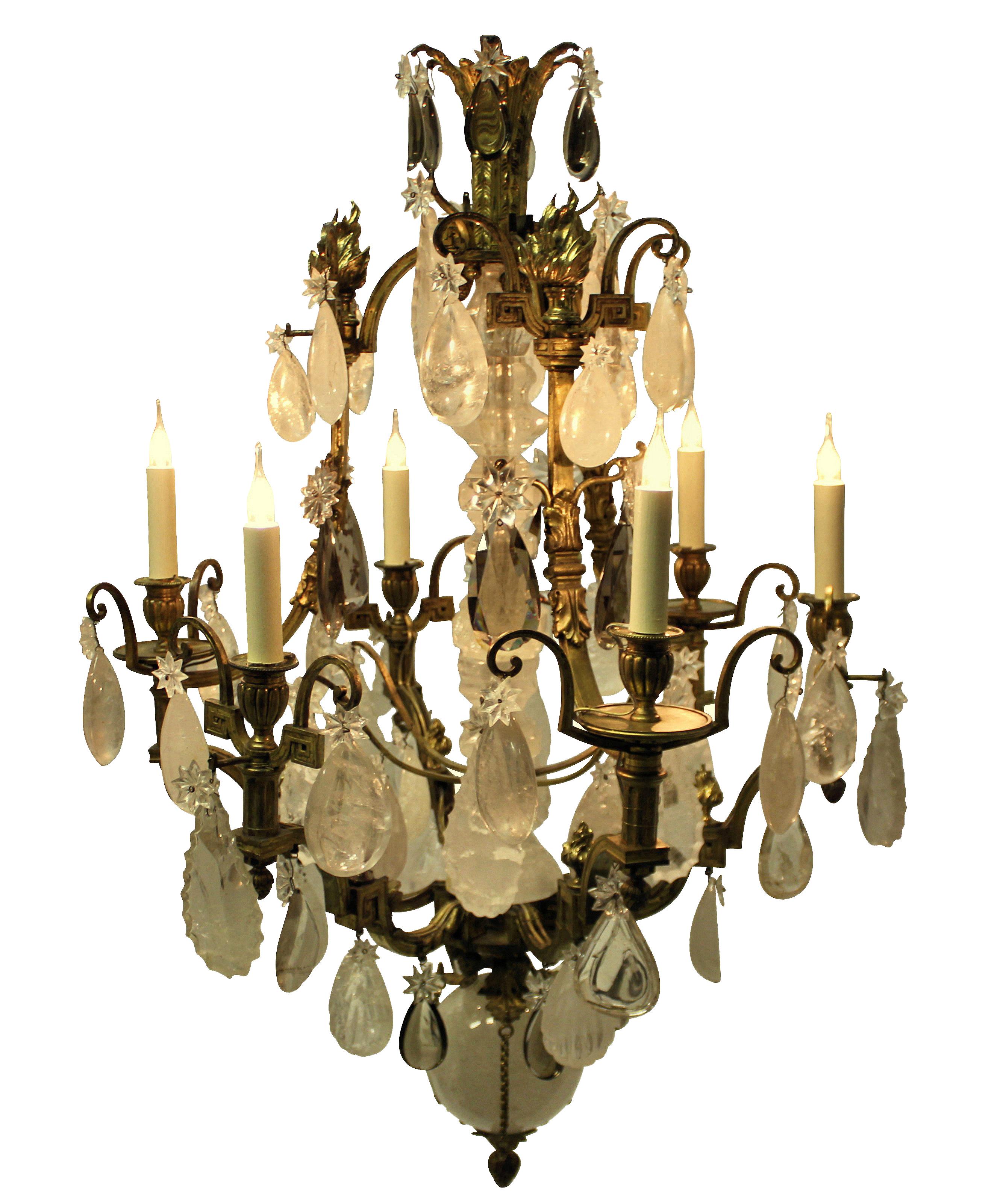 Mid-19th Century Fine 19th Century Gilt Bronze and Rock Crystal Chandelier