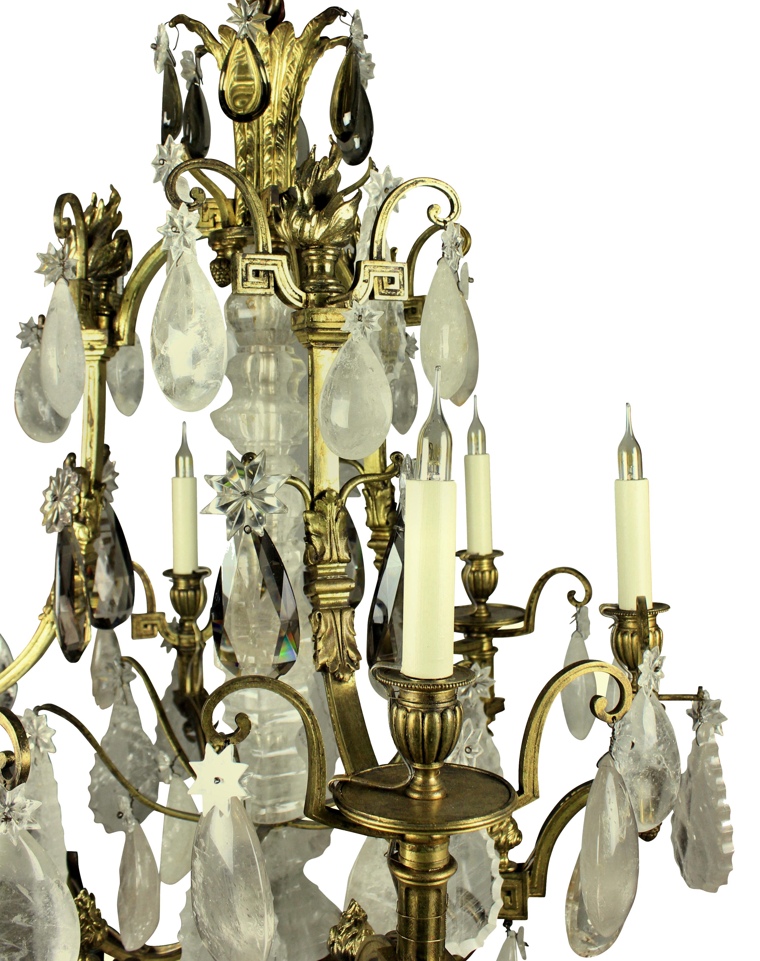 Fine 19th Century Gilt Bronze and Rock Crystal Chandelier 1