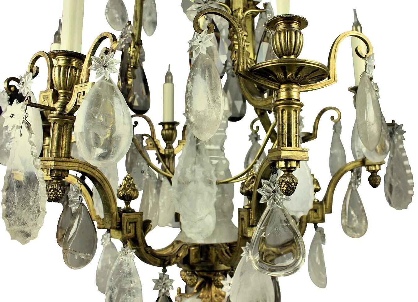 Fine 19th Century Gilt Bronze and Rock Crystal Chandelier 2