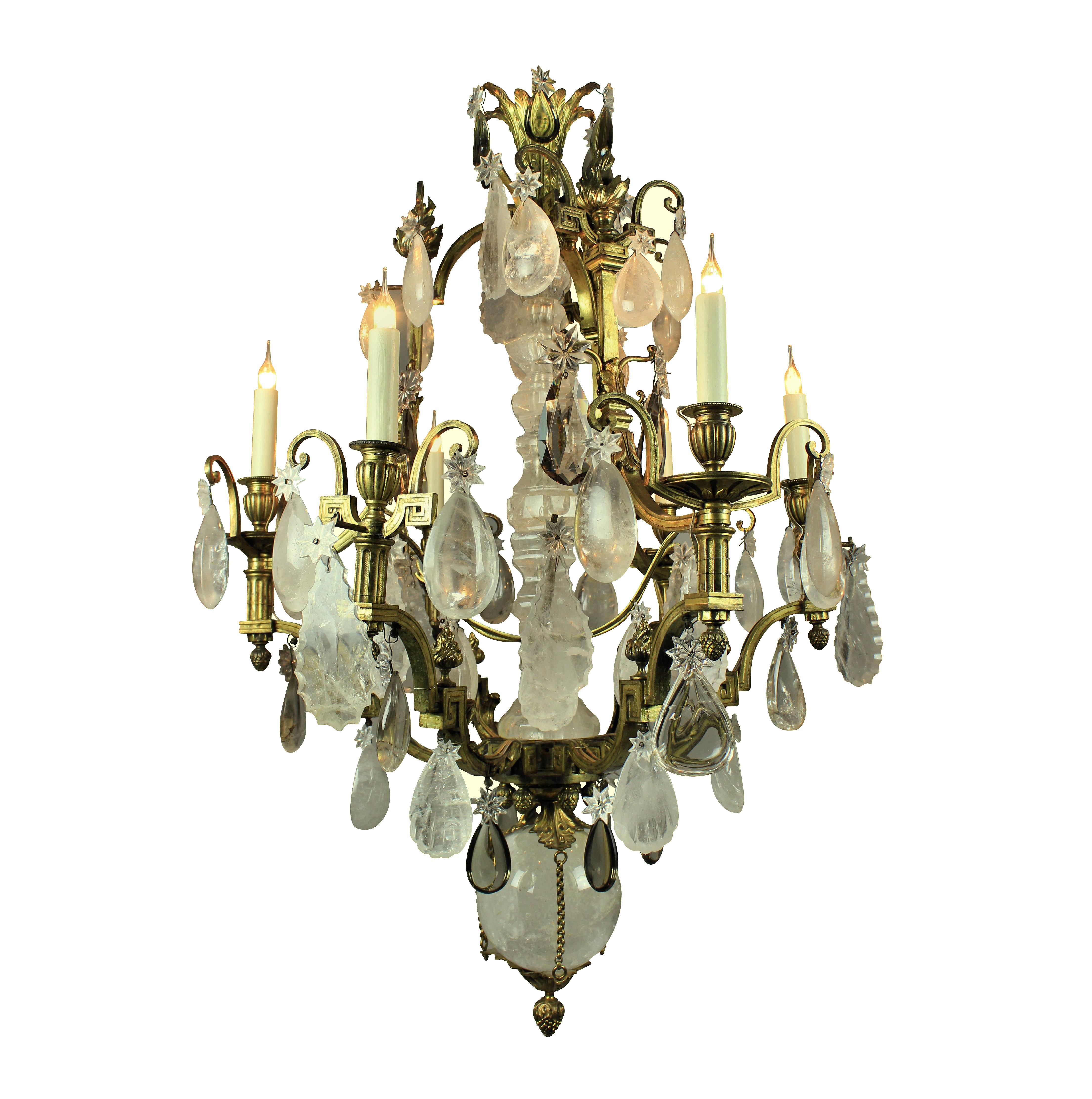 Fine 19th Century Gilt Bronze and Rock Crystal Chandelier 4