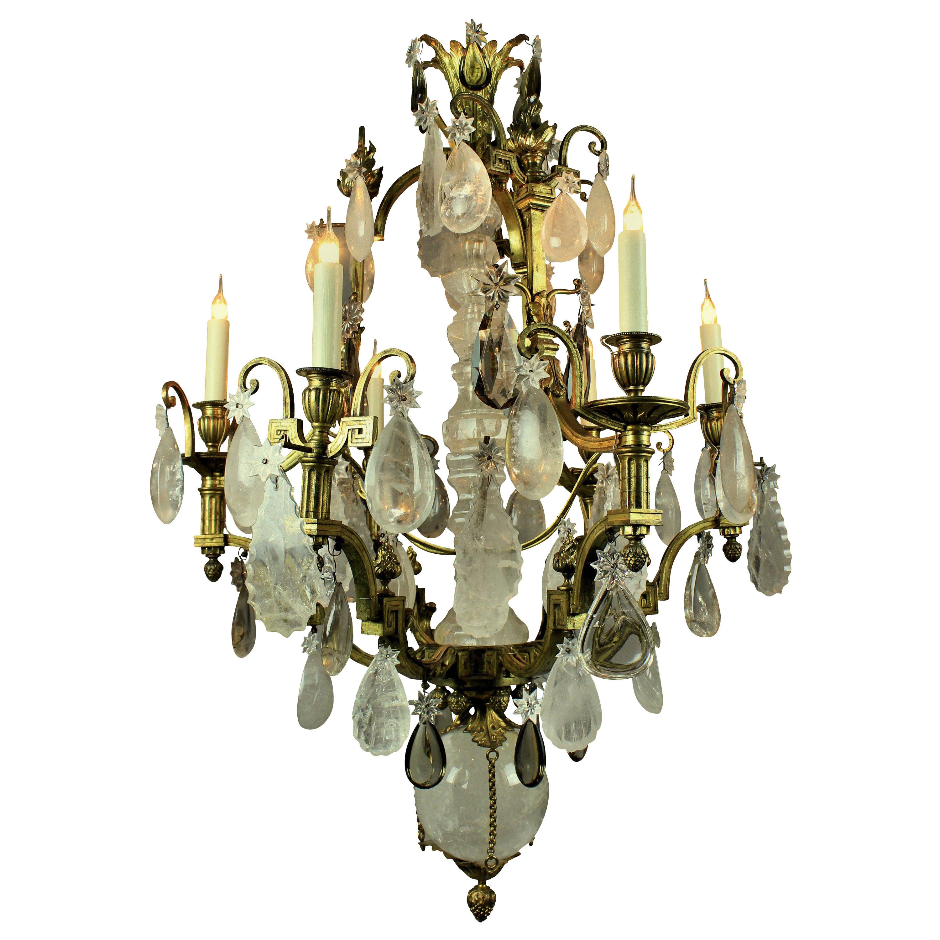 Fine 19th Century Gilt Bronze and Rock Crystal Chandelier