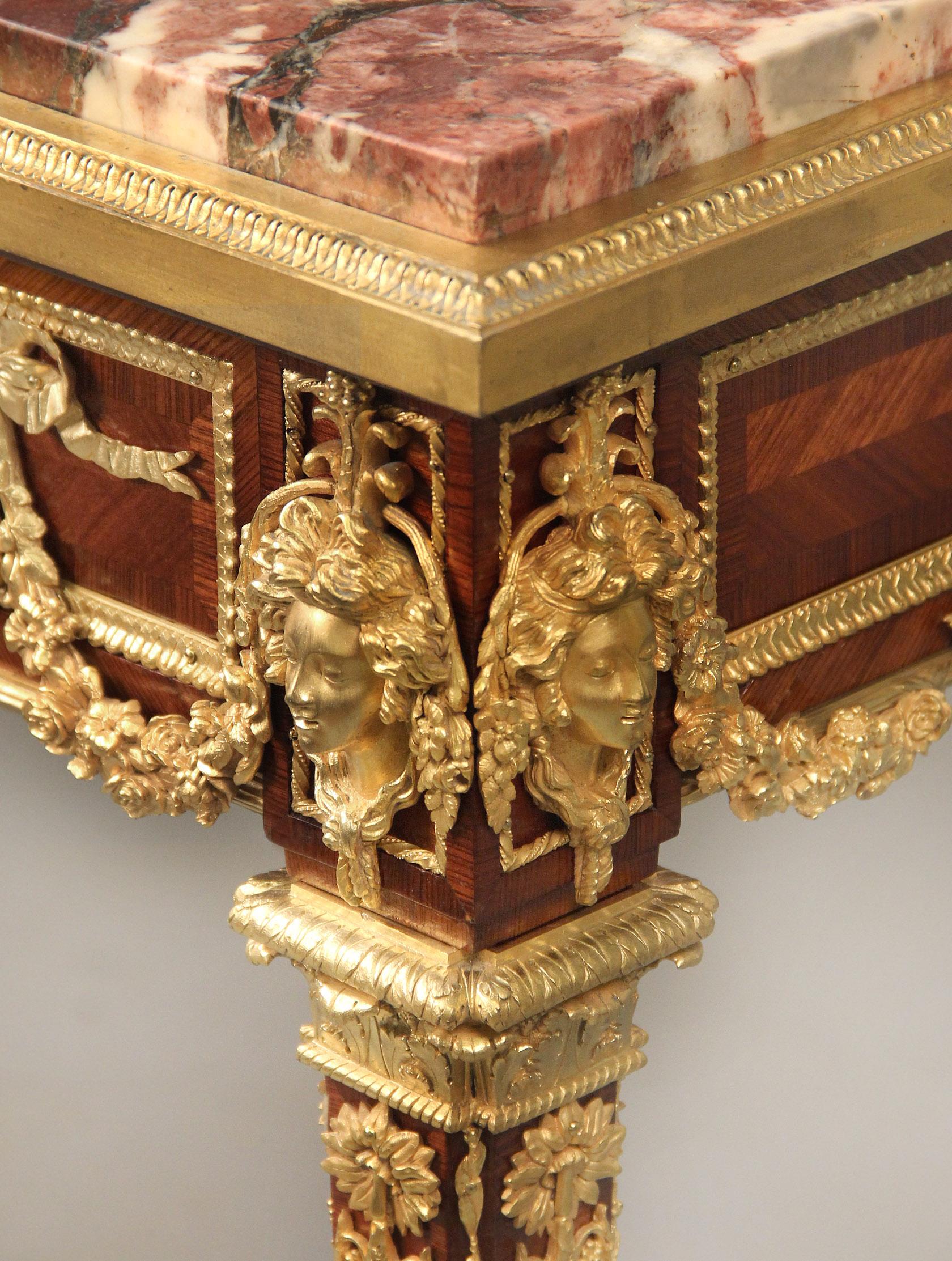Fine 19th Century Gilt Bronze Mounted Center Table by Joseph Zwiener For Sale 1