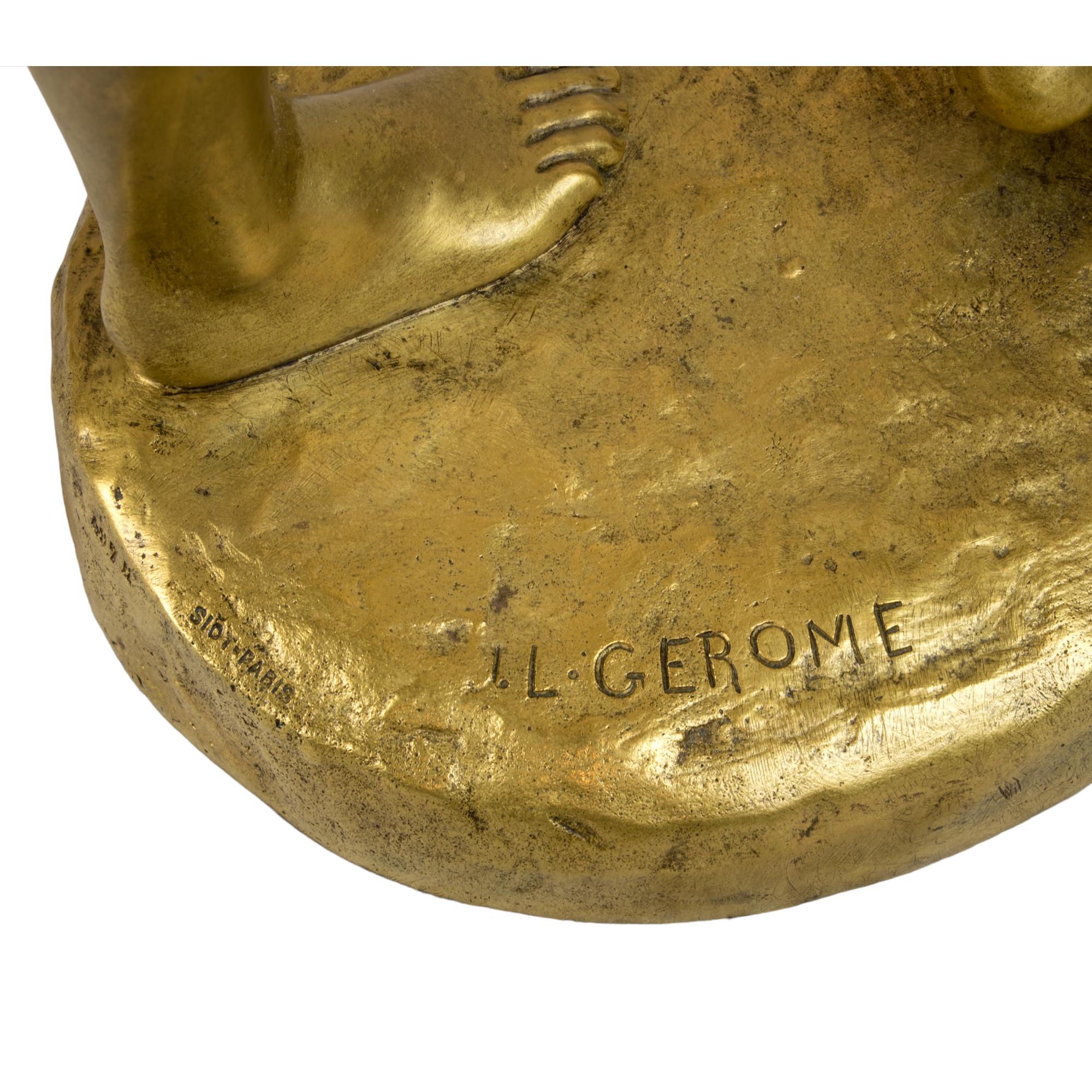 Sculpture en bronze doré du XIXe siècle de JEAN-LEON GEROME en vente 2