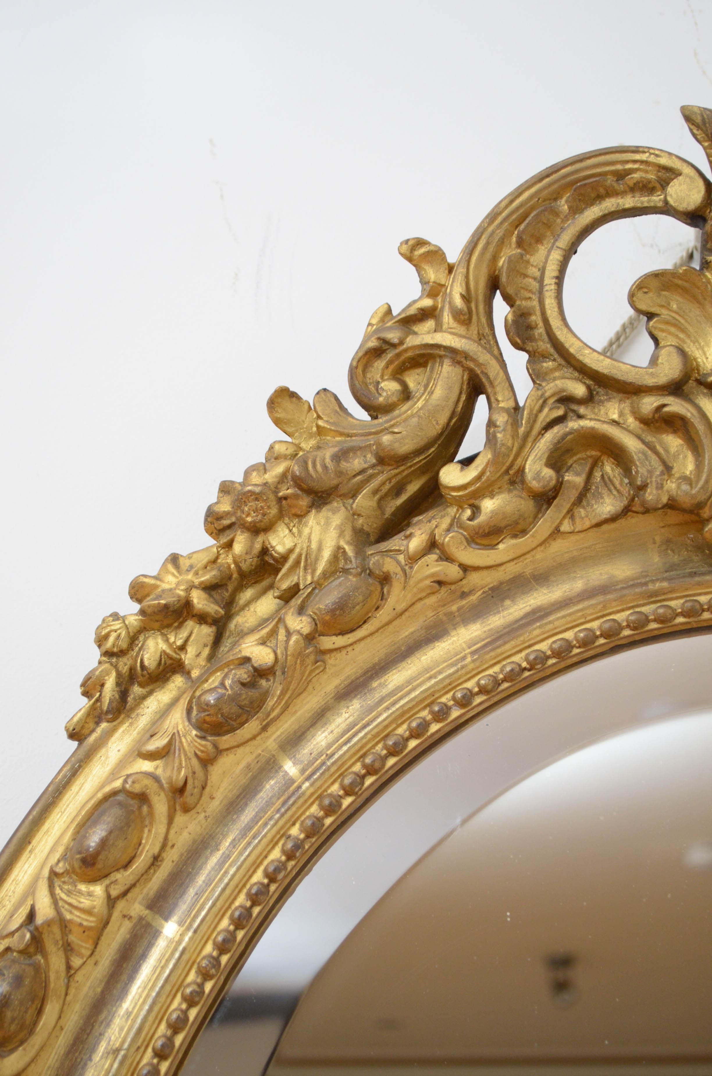 Rococo Fine 19th Century Giltwood Wall Mirror For Sale