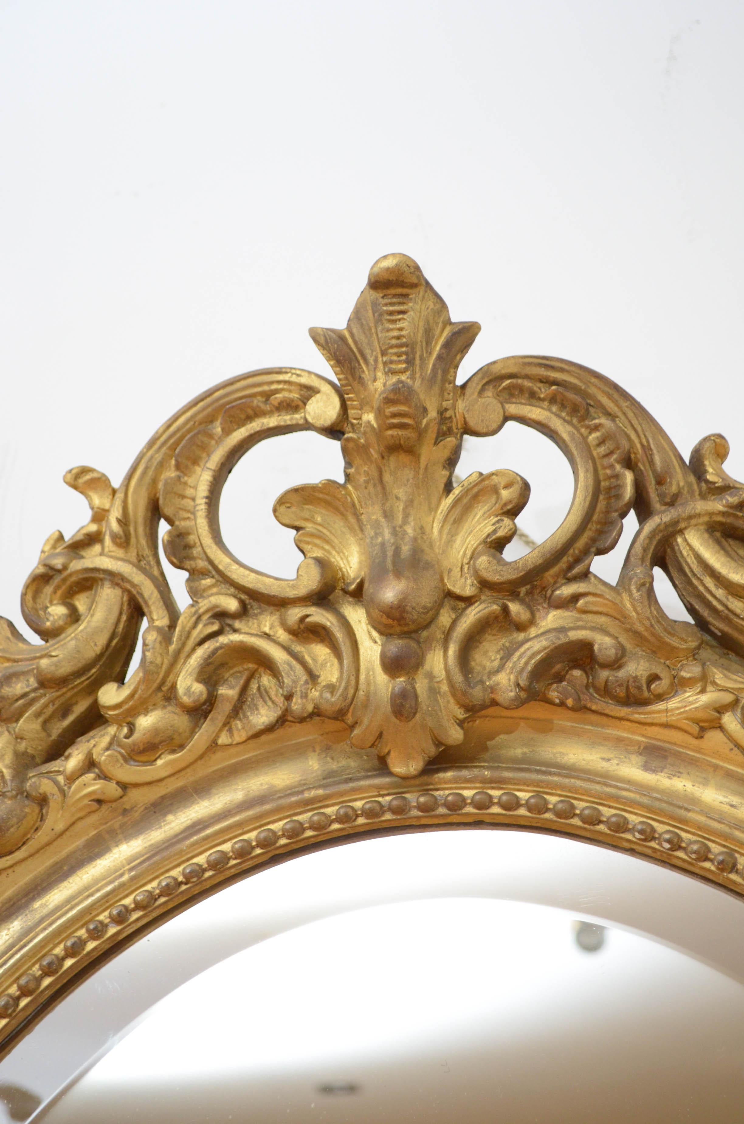 French Fine 19th Century Giltwood Wall Mirror For Sale