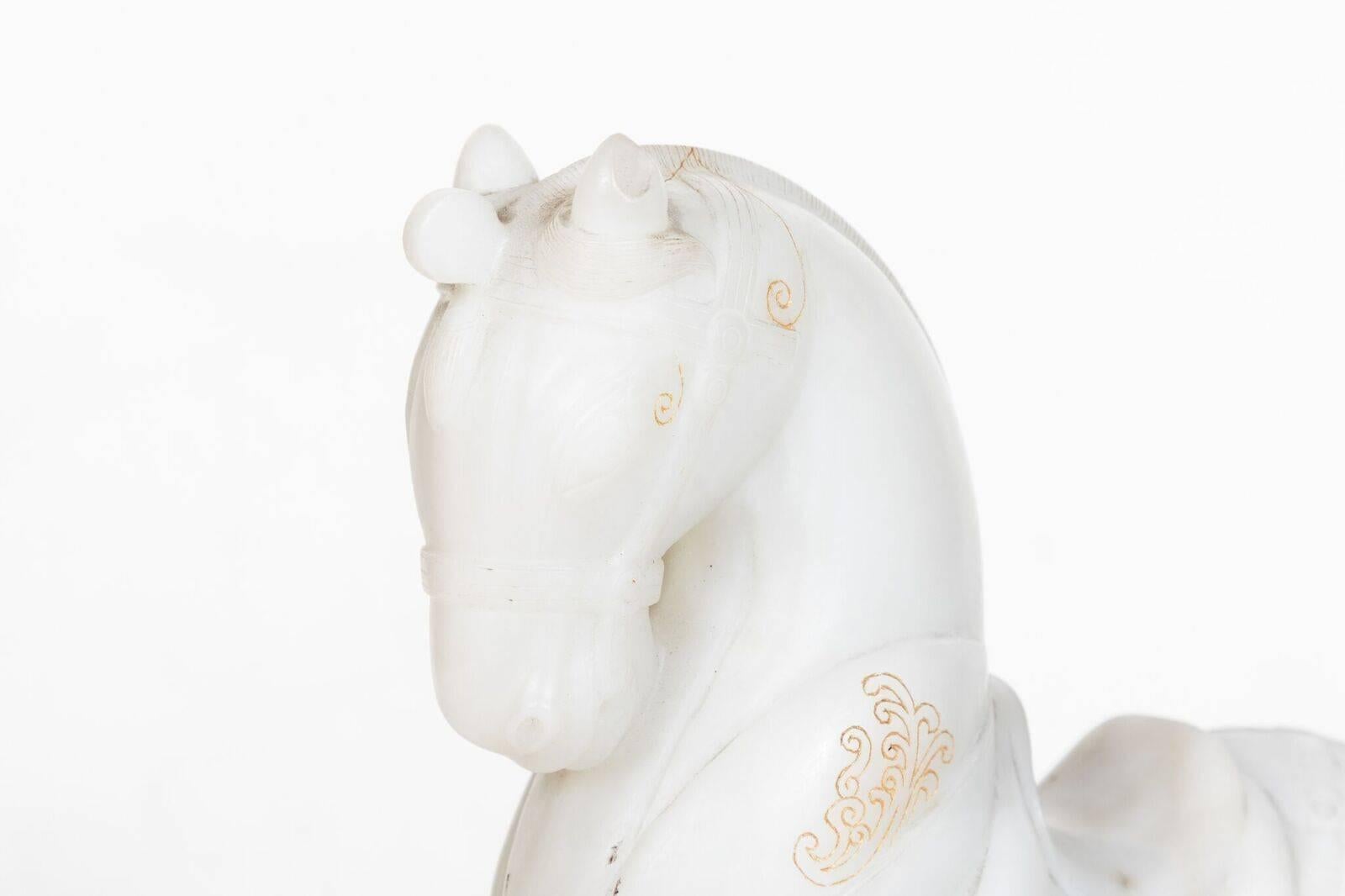 Fine, Late 20th Century, Han-Style, White Hardstone Horses In Good Condition For Sale In Newport Beach, CA