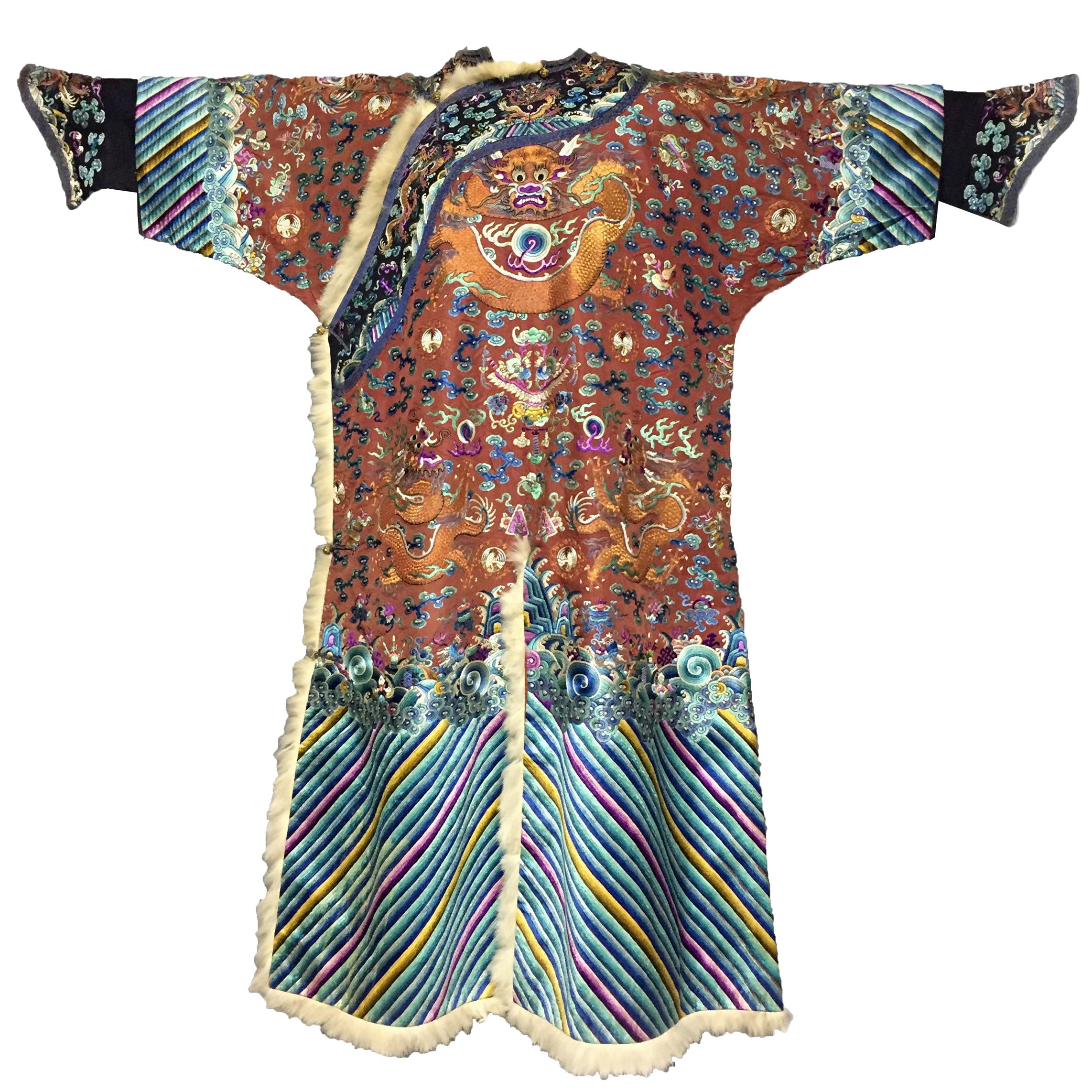 Fine 19th Century Imperial Chinese Dragon Robe For Sale