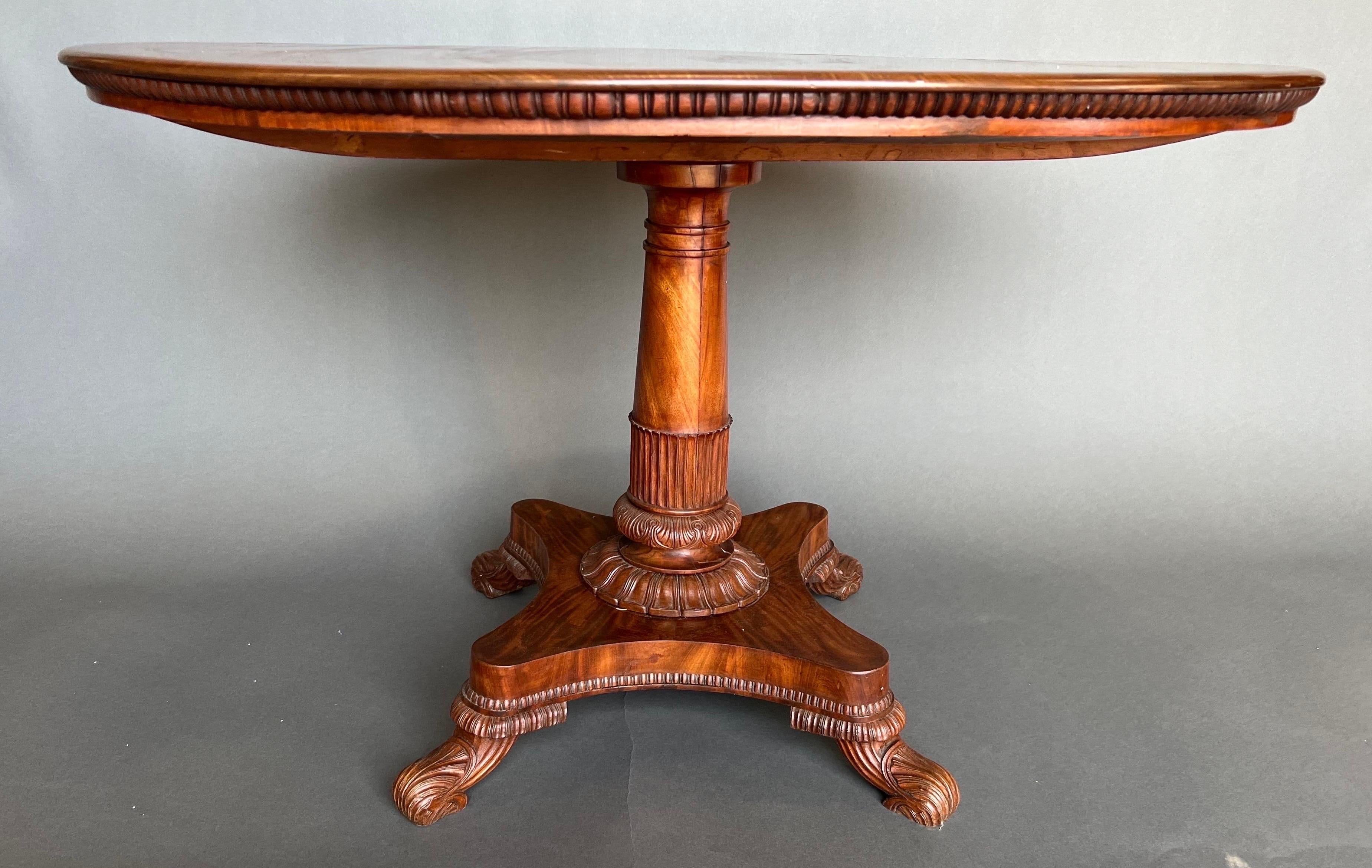 Fine 19th Century Irish Regency Period Oval Top Mahogany Table In Good Condition For Sale In Charleston, SC