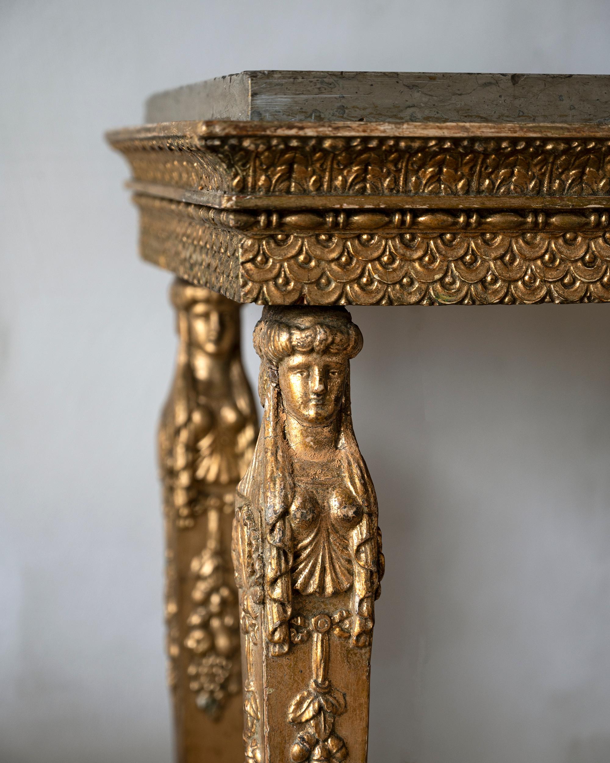 Swedish Fine 19th Century Late Gustavian Gilt Wood Console Table  For Sale
