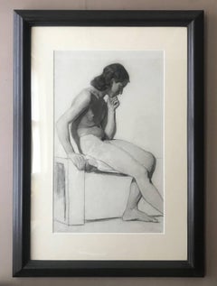 Fine 19th Century Life Drawing of a Pensive Male Nude by Alfred Stevens
