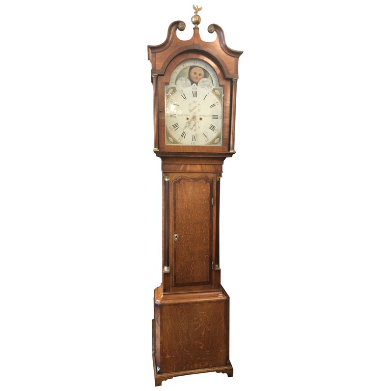 Fine 19th Century Longcase Grandfather Clock with Moon at 1stDibs
