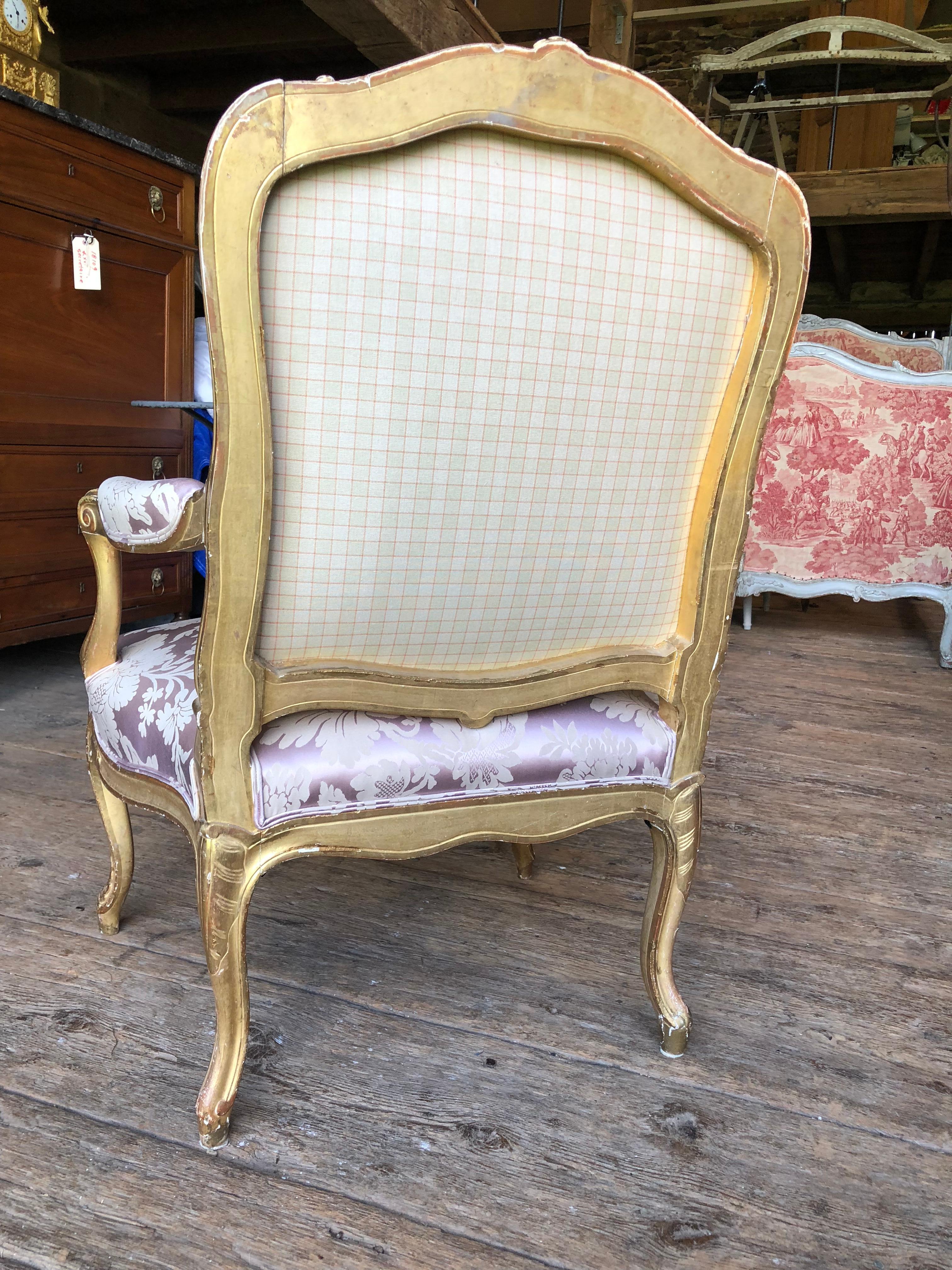 Fine 19th Century Louis XV Giltwood Armchair 5