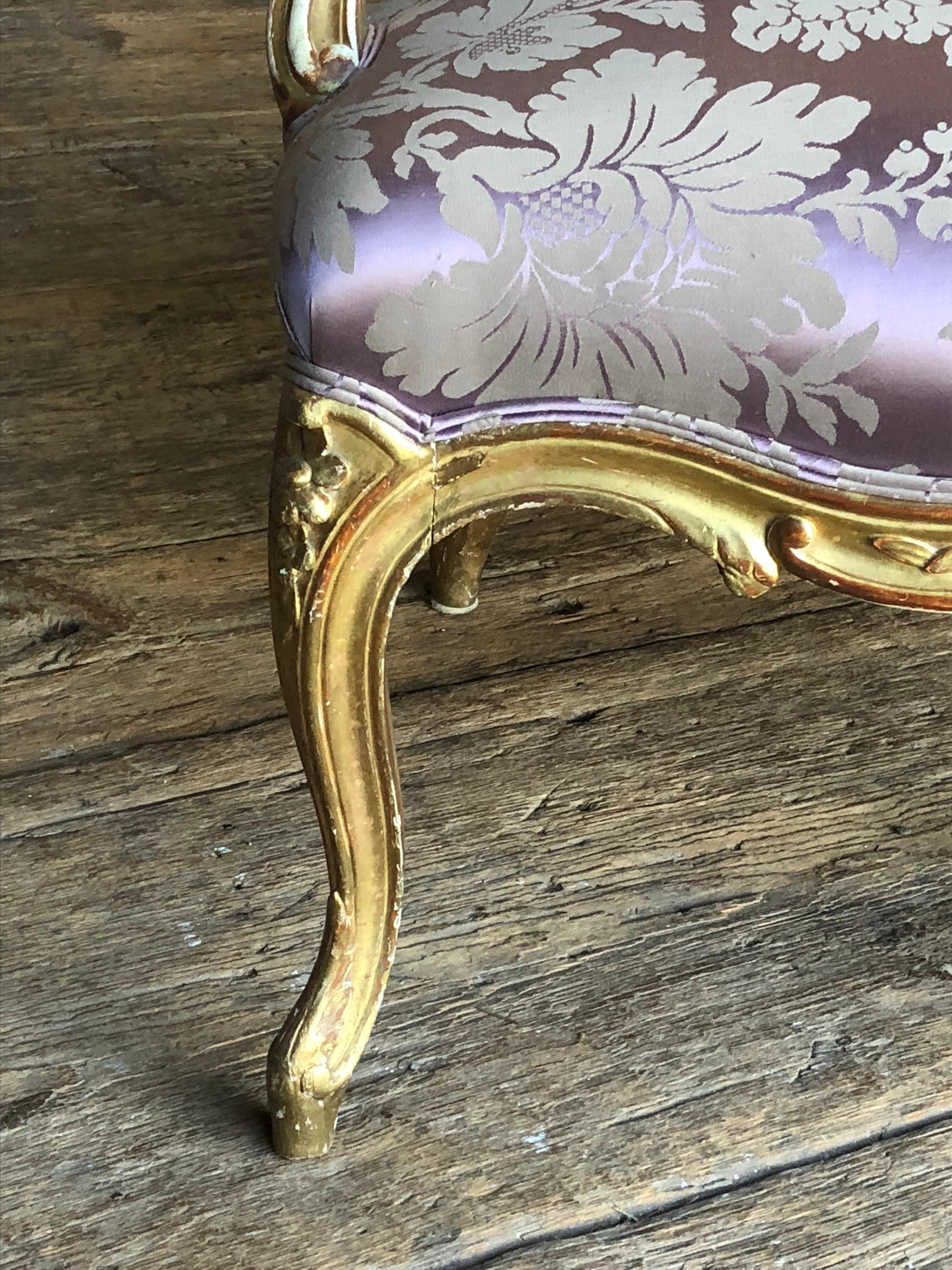 French Fine 19th Century Louis XV Giltwood Armchair