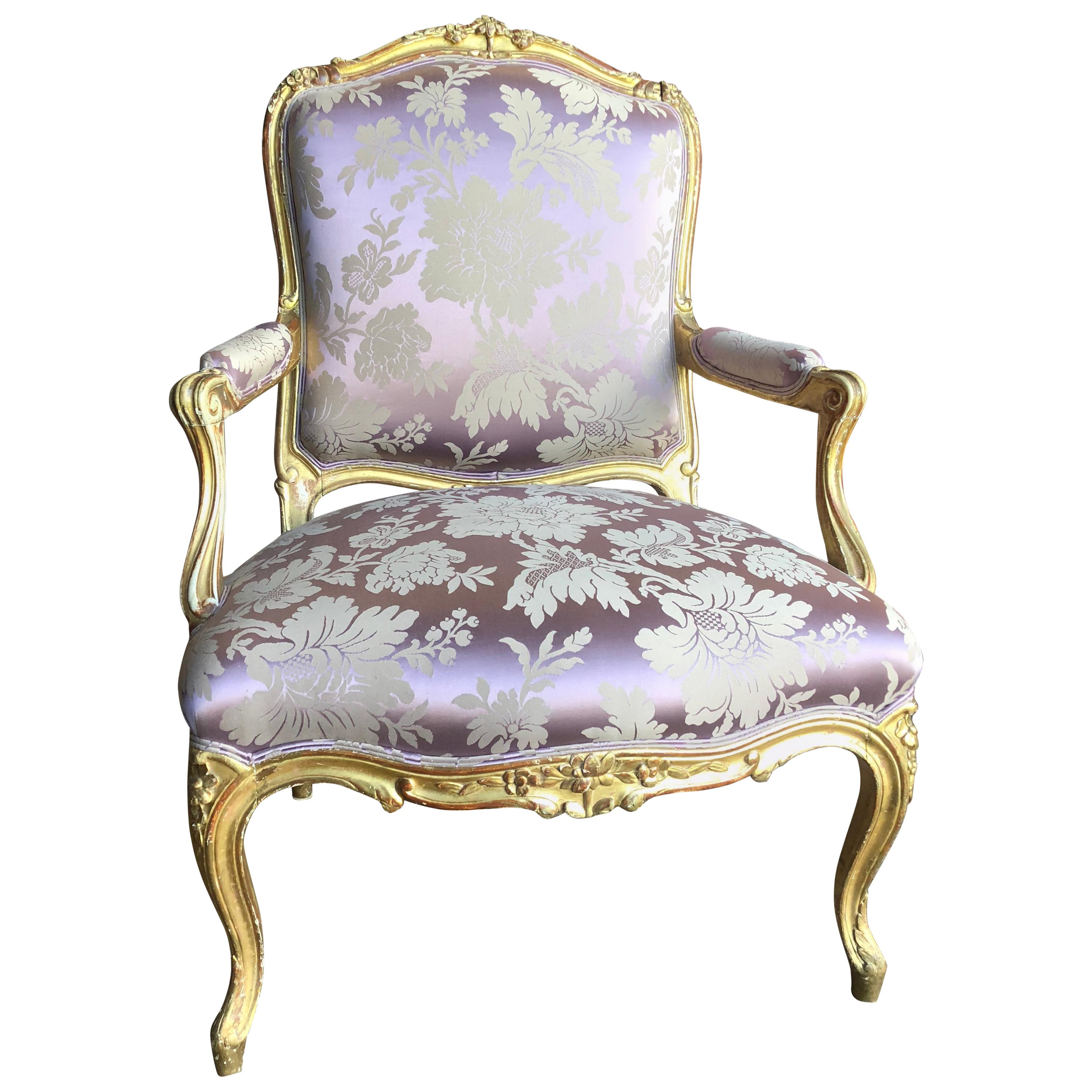 Fine 19th Century Louis XV Giltwood Armchair