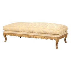 Fine 19th Century Louis XV Style Giltwood Bench or Banquette with Loose Cushion