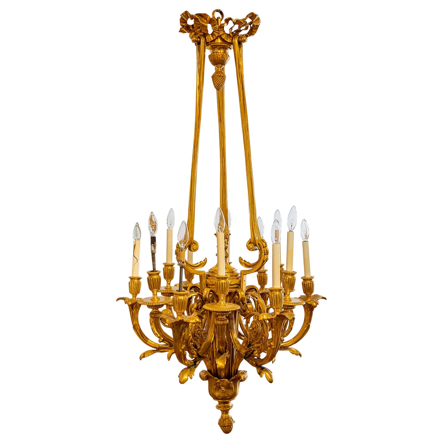 Fine 19th Century Louis XVI Gilt Bronze Large Chandelier