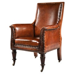 Fine 19th Century Mahogany Armchair of Neo-classical Design With Leather Upholst