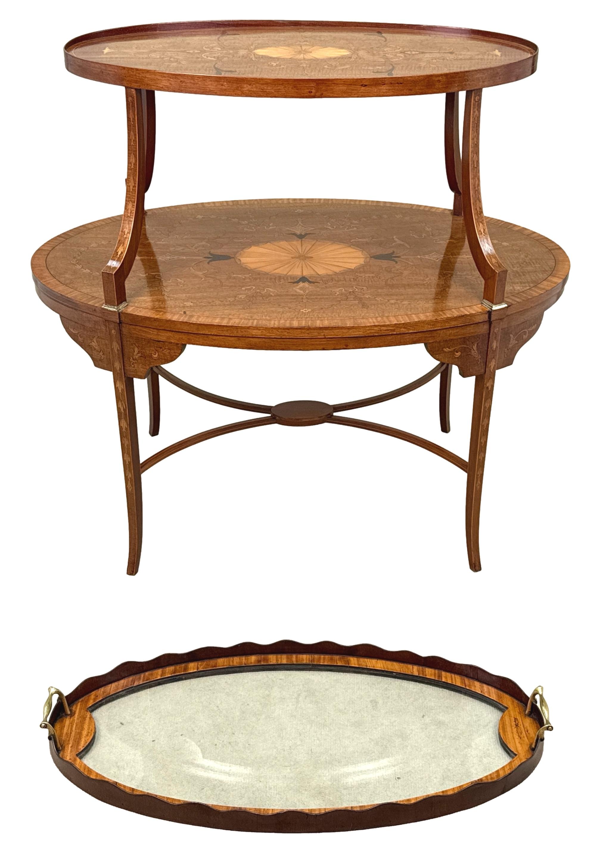 Table à deux niveaux en acajou et bois satiné du XIXe siècle en vente 5