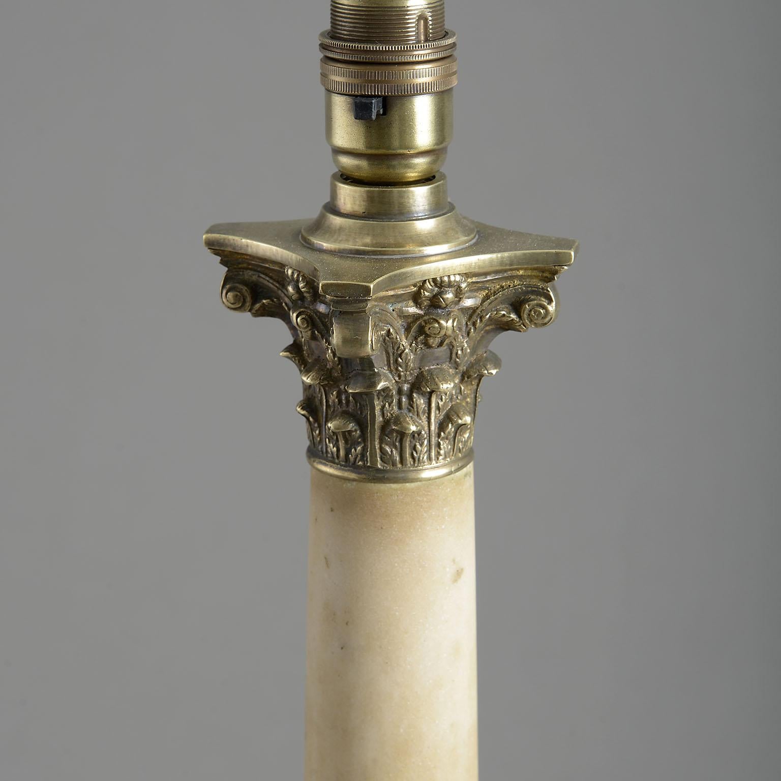 Classical Roman Fine 19th Century Marble Corinthian Column Lamp