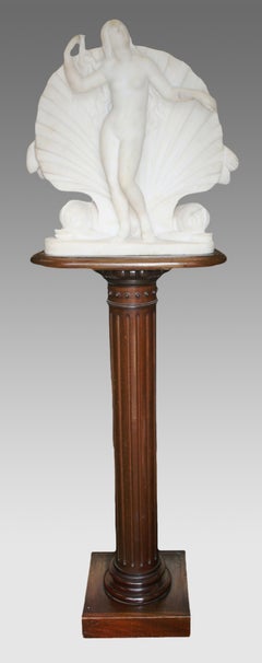 Fine 19th Century Marble Figure of Venus on Fluted Mahogany Pedestal