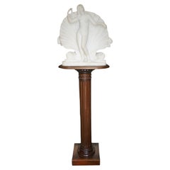 Fine 19th Century Marble Figure of Venus on Fluted Mahogany Pedestal