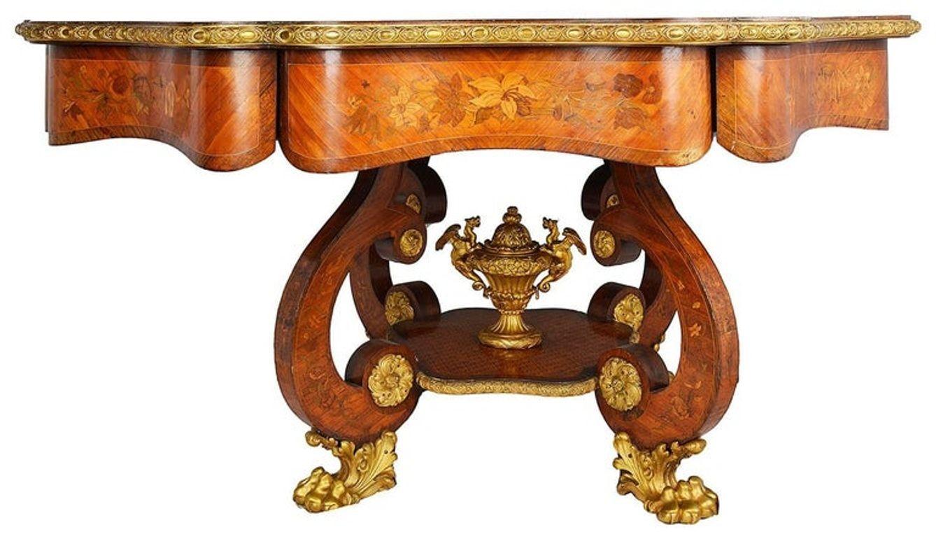 Anglais Table centrale en marqueterie du 19ème siècle