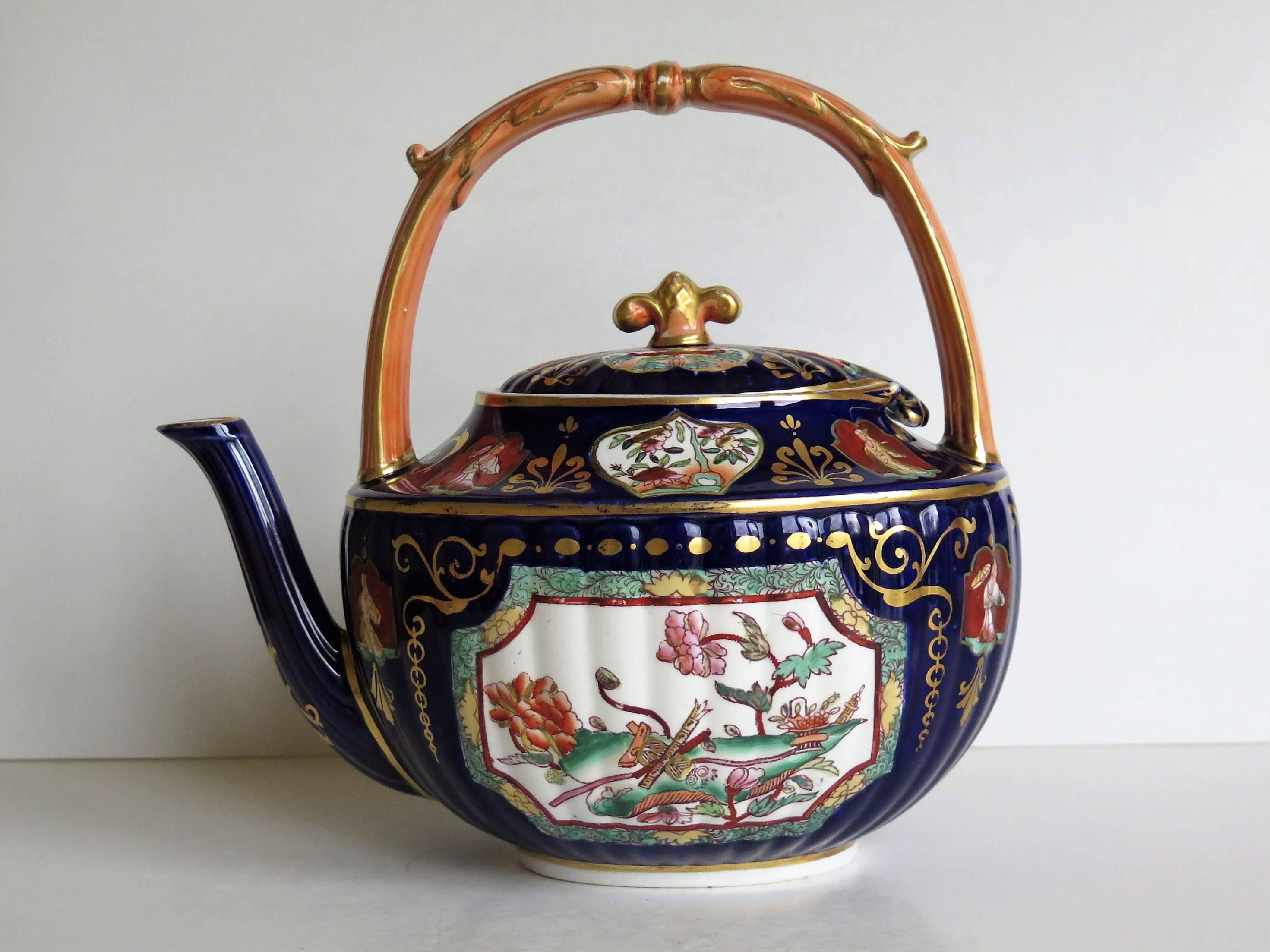 This is a really beautiful Teapot or Tea Kettle in a rare shape made by Mason's Ironstone during the mid-19th century, when Mason's was owned by Ashworth Brothers, circa 1870.

The tea pot has a very rare shape that we have not seen previously, or