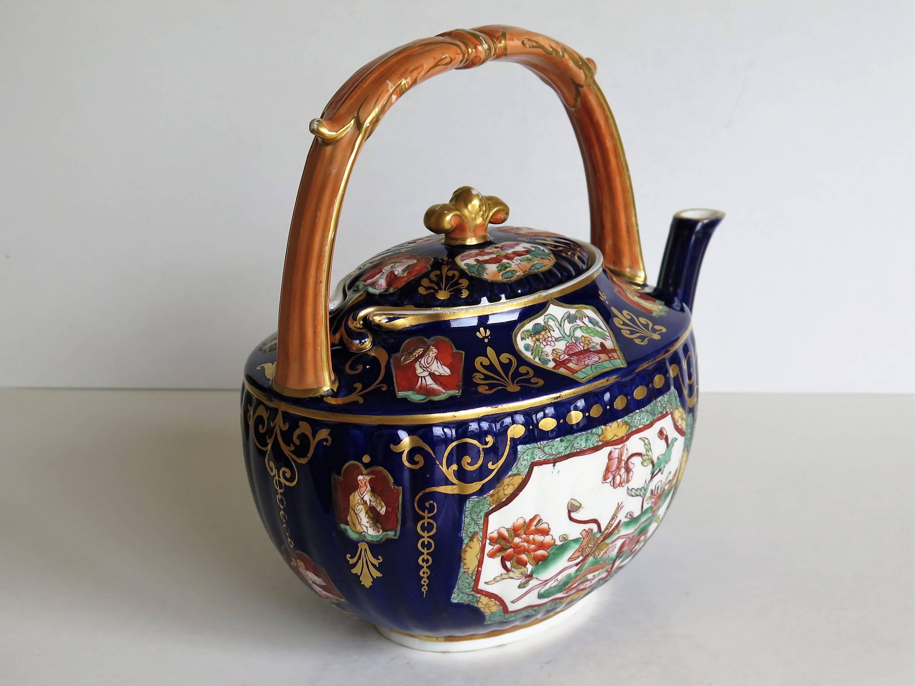 Hand-Painted Fine 19th Century Mason's Ashworth's Ironstone Tea Pot Rare Shape, circa 1870
