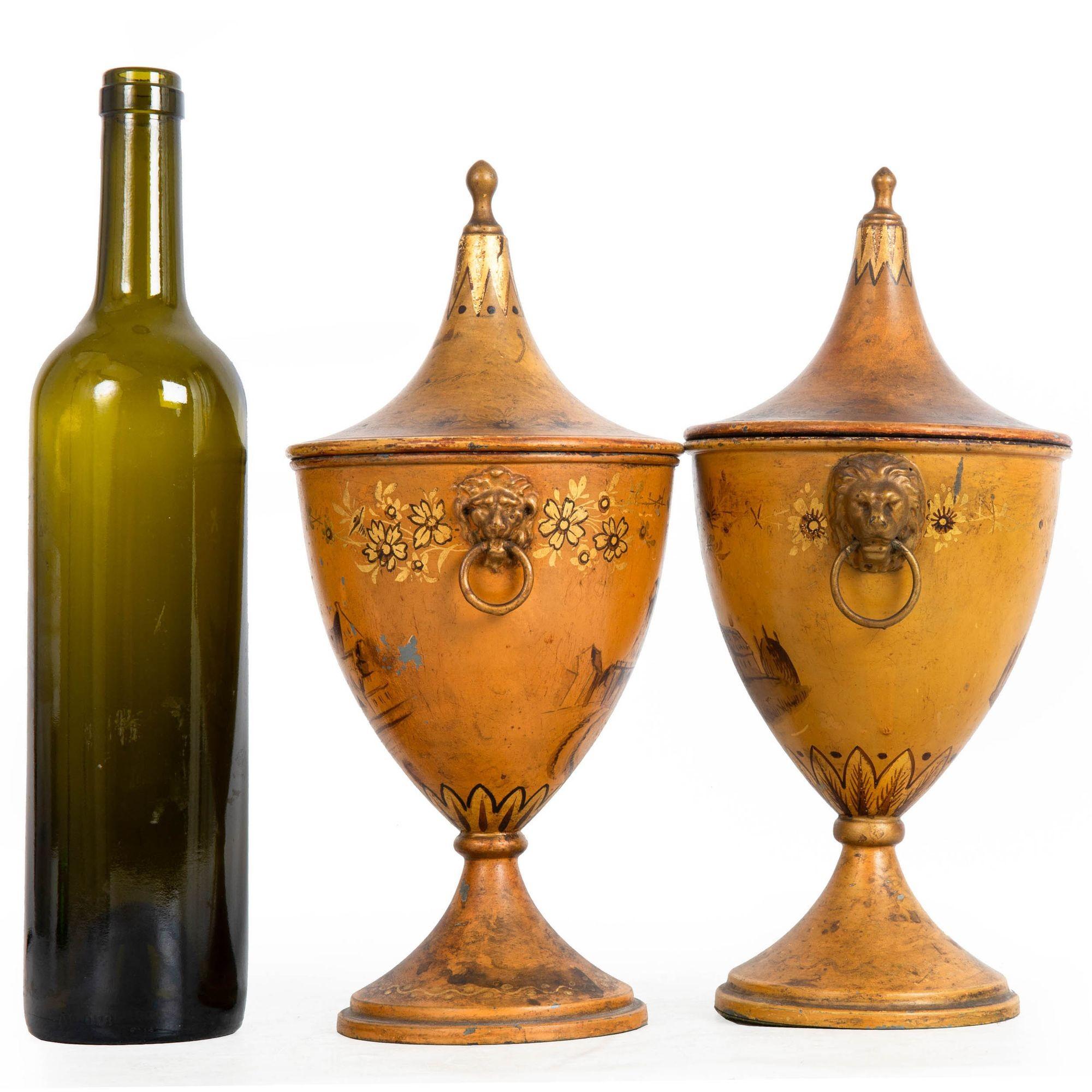 Feines Paar von Regency-Urnen aus Kastanienholz mit Flechtwerk aus dem 19. (19. Jahrhundert) im Angebot