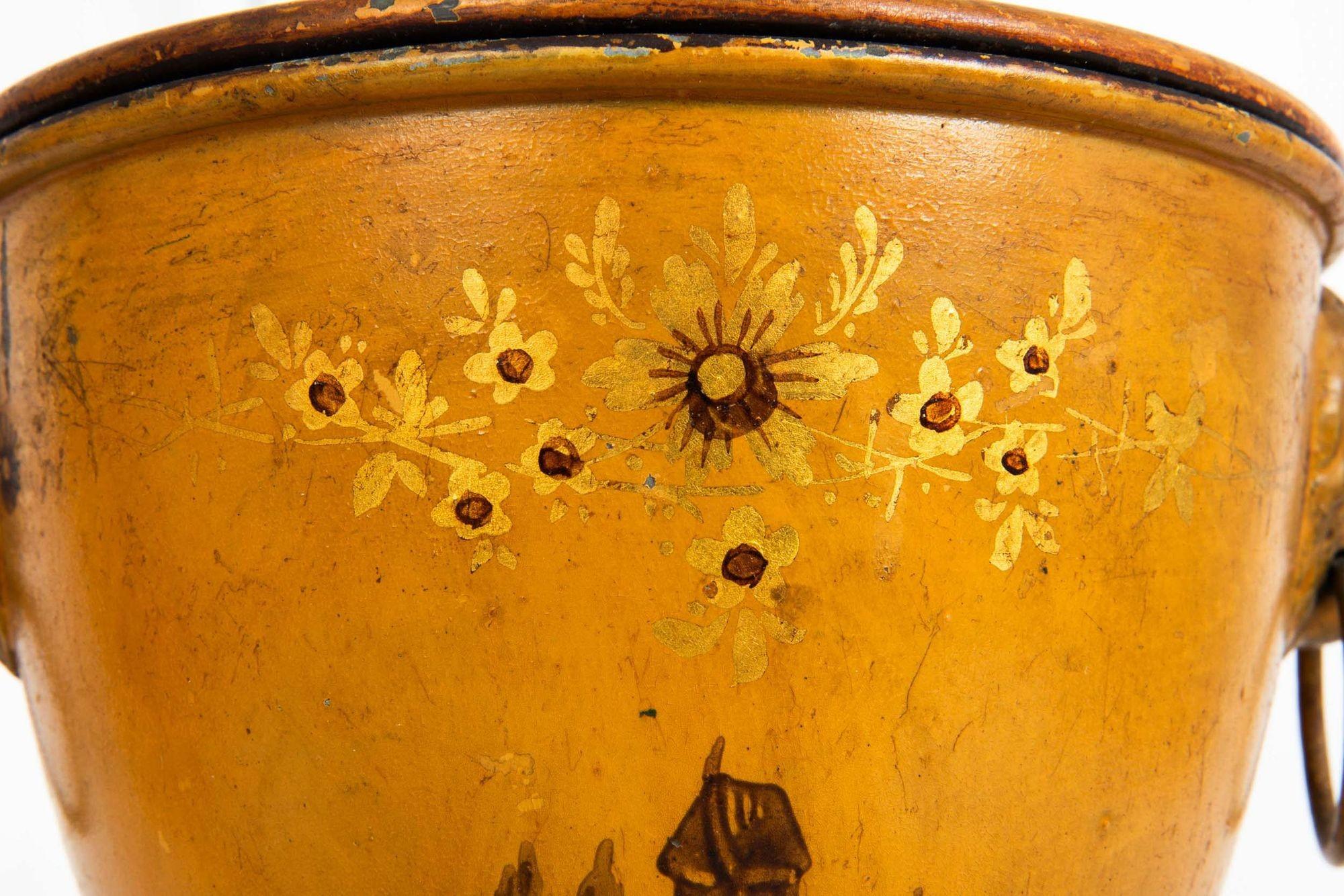 Paire d'urnes Regency du 19ème siècle en châtaignier peint en tôle en vente 1