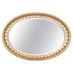 Fine 19th Century Oval Gilt Beveled Mirror