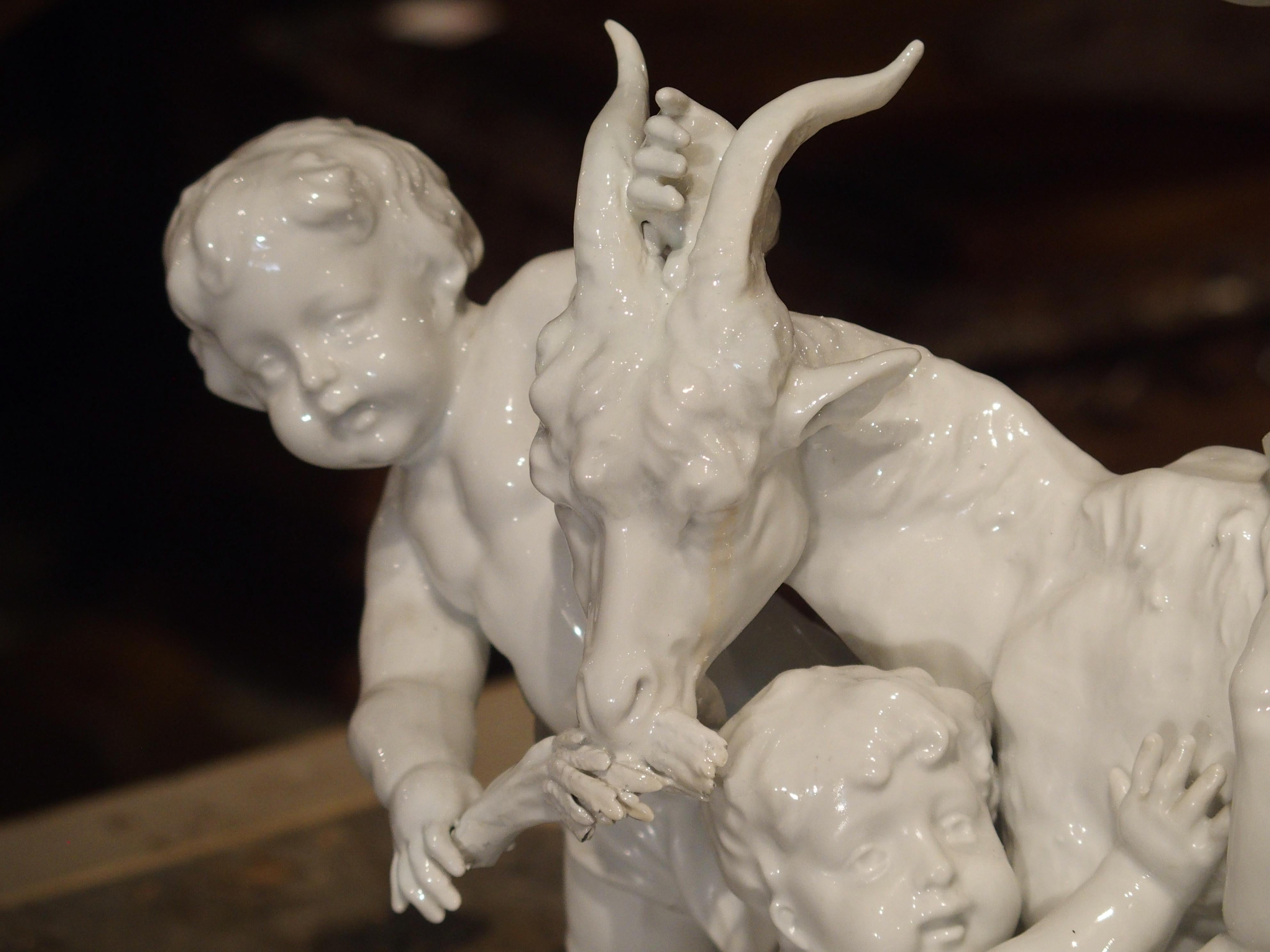 Fine 19th Century Porcelain Capodimonte Group of Cherubs and a Goat For Sale 5