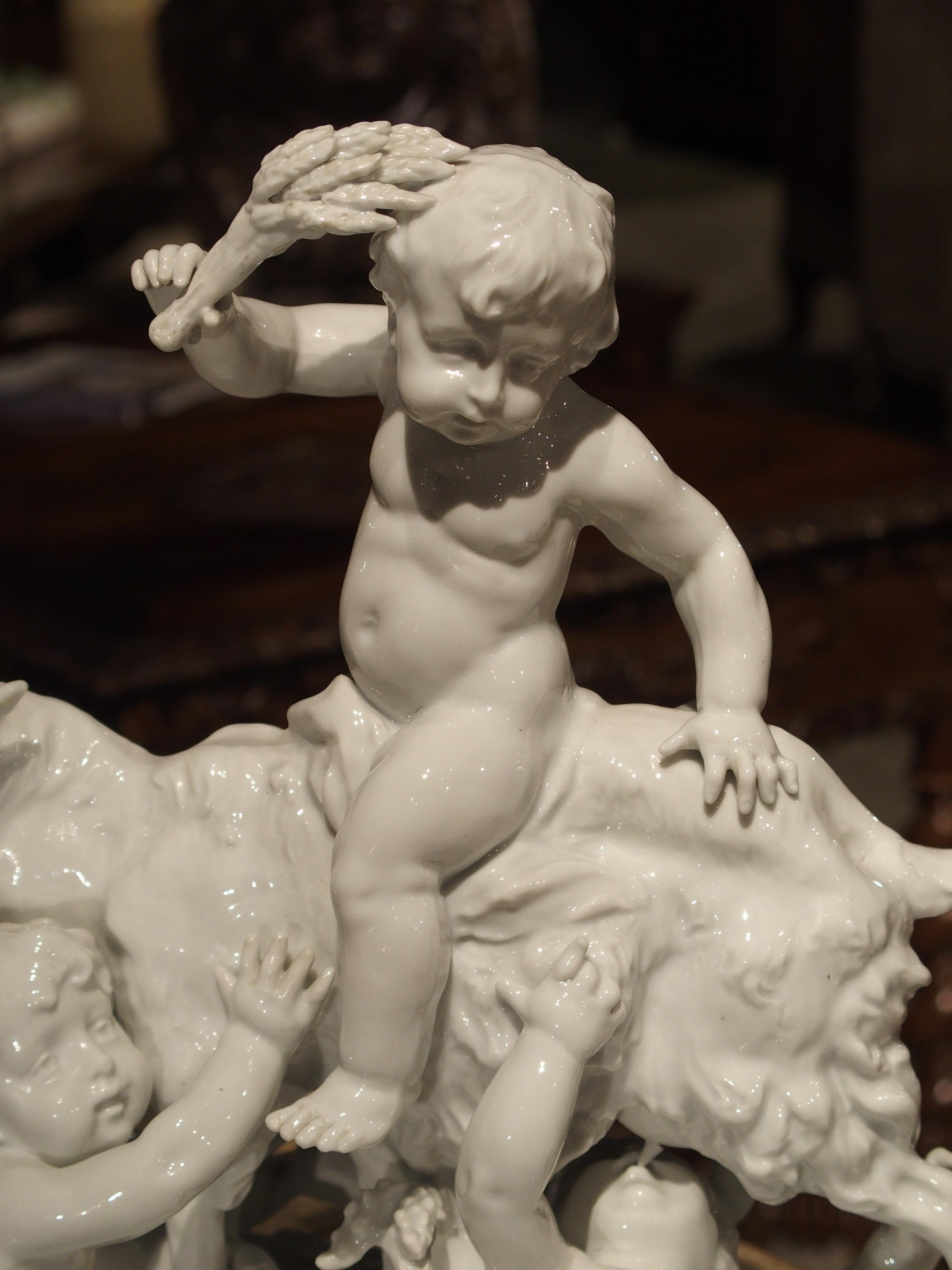 Italian Fine 19th Century Porcelain Capodimonte Group of Cherubs and a Goat For Sale