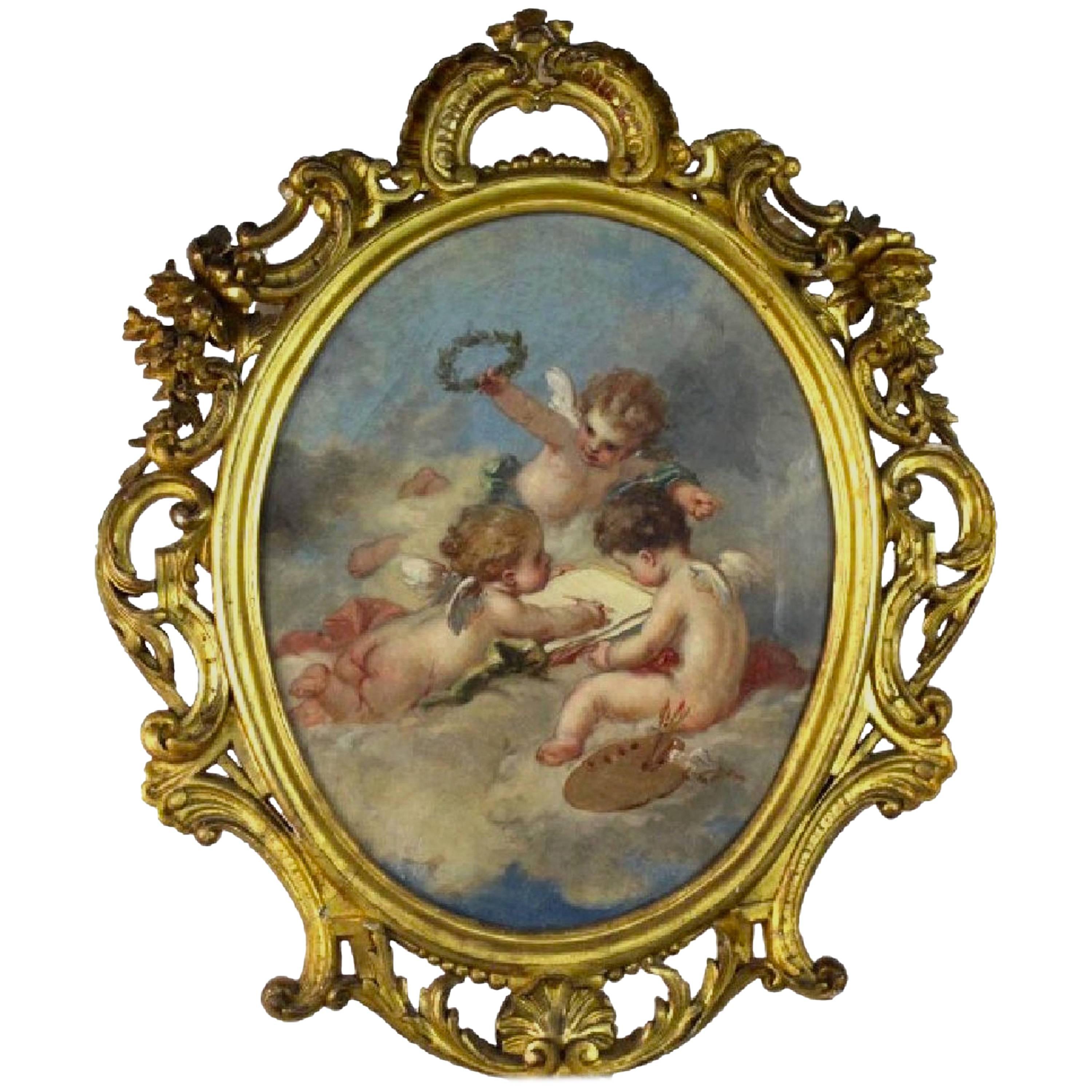 Fine 19th Century Putti Allegory of the Arts, after Francois Boucher For Sale