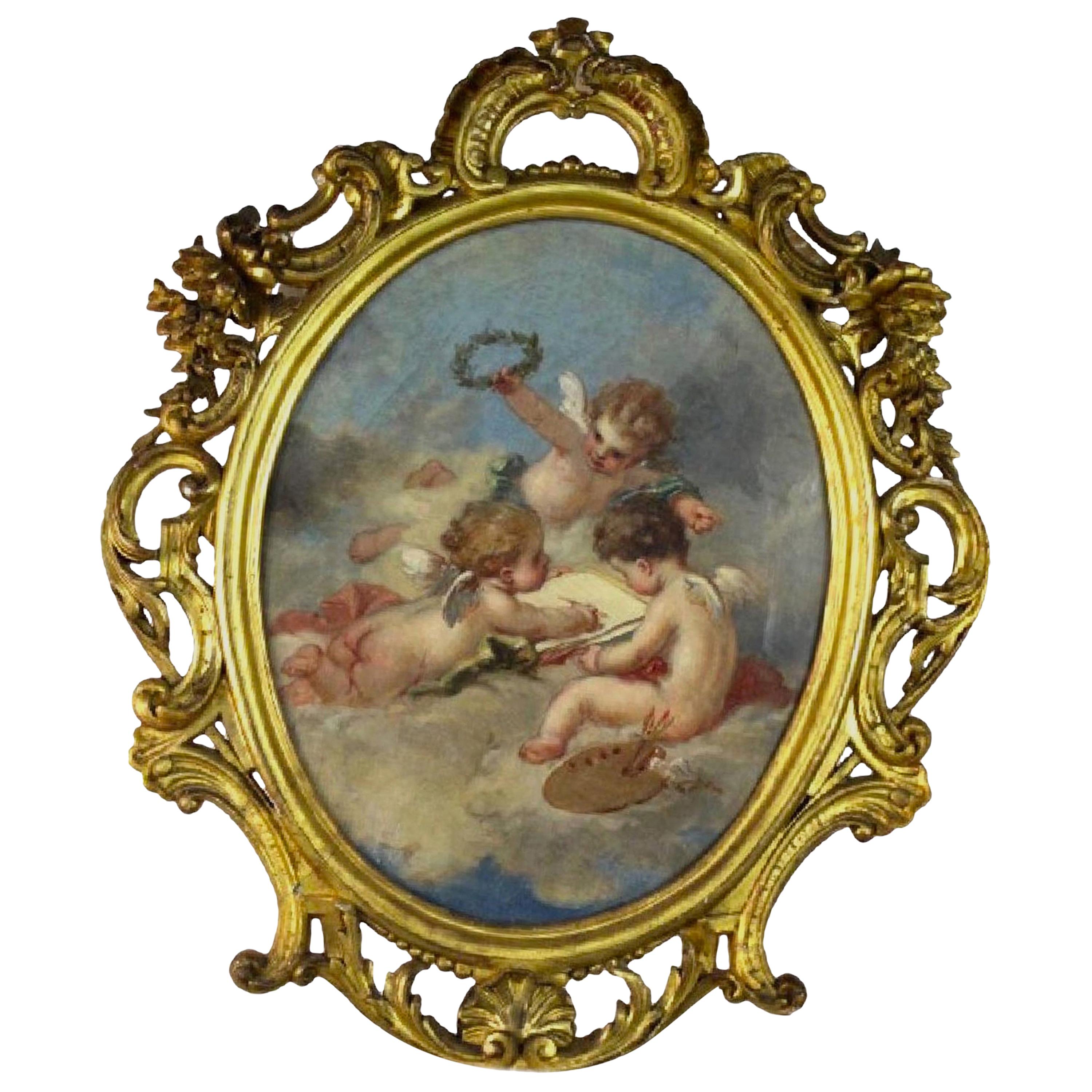 Fine 19th Century Putti Allegory of the Arts, after Francois Boucher For Sale