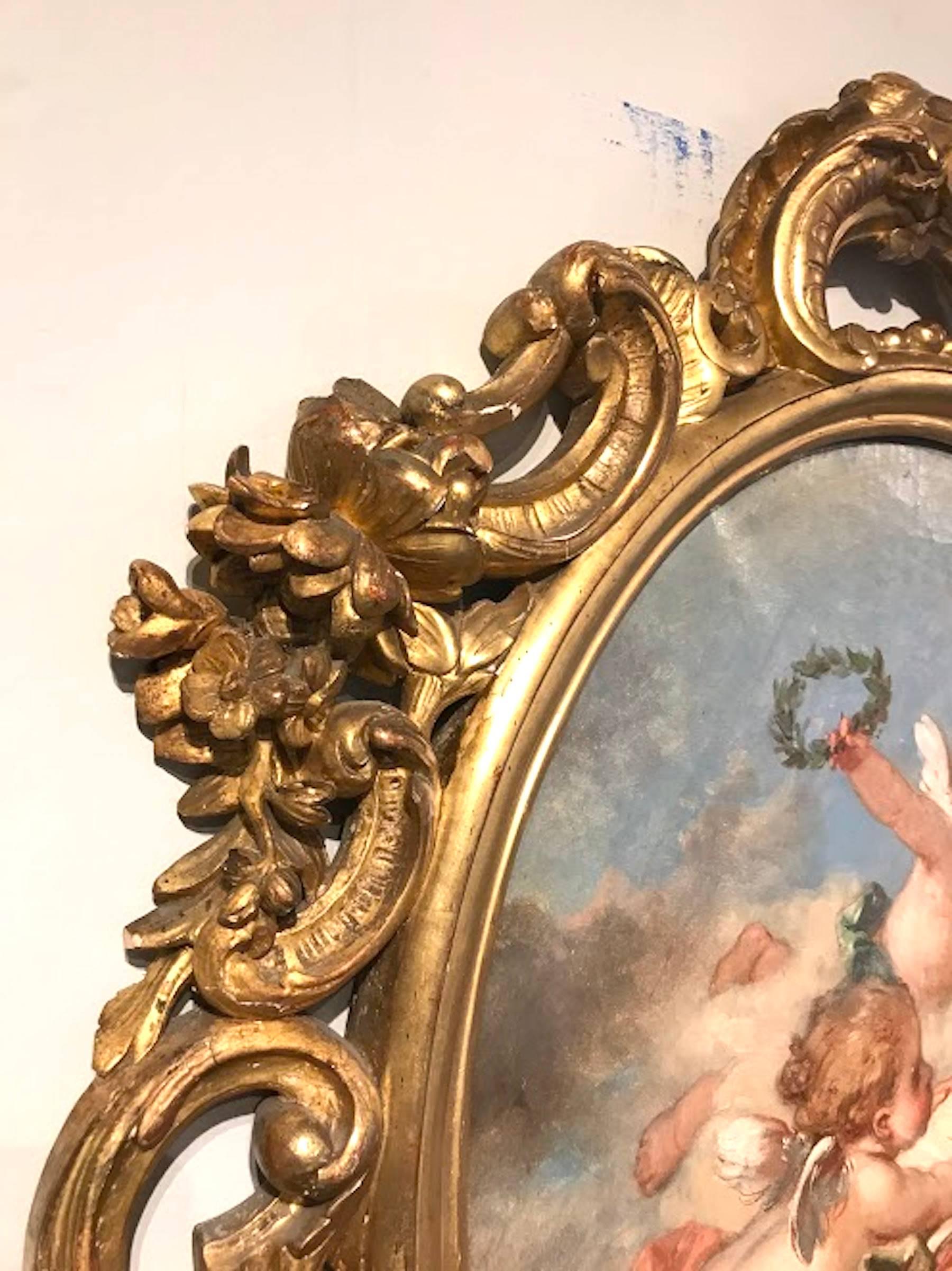 Carved Fine 19th Century Putti Allegory of the Arts, after Francois Boucher For Sale