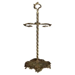 Fine 19th Century Rococo Revival Brass Fireside Stick or Cane Stand
