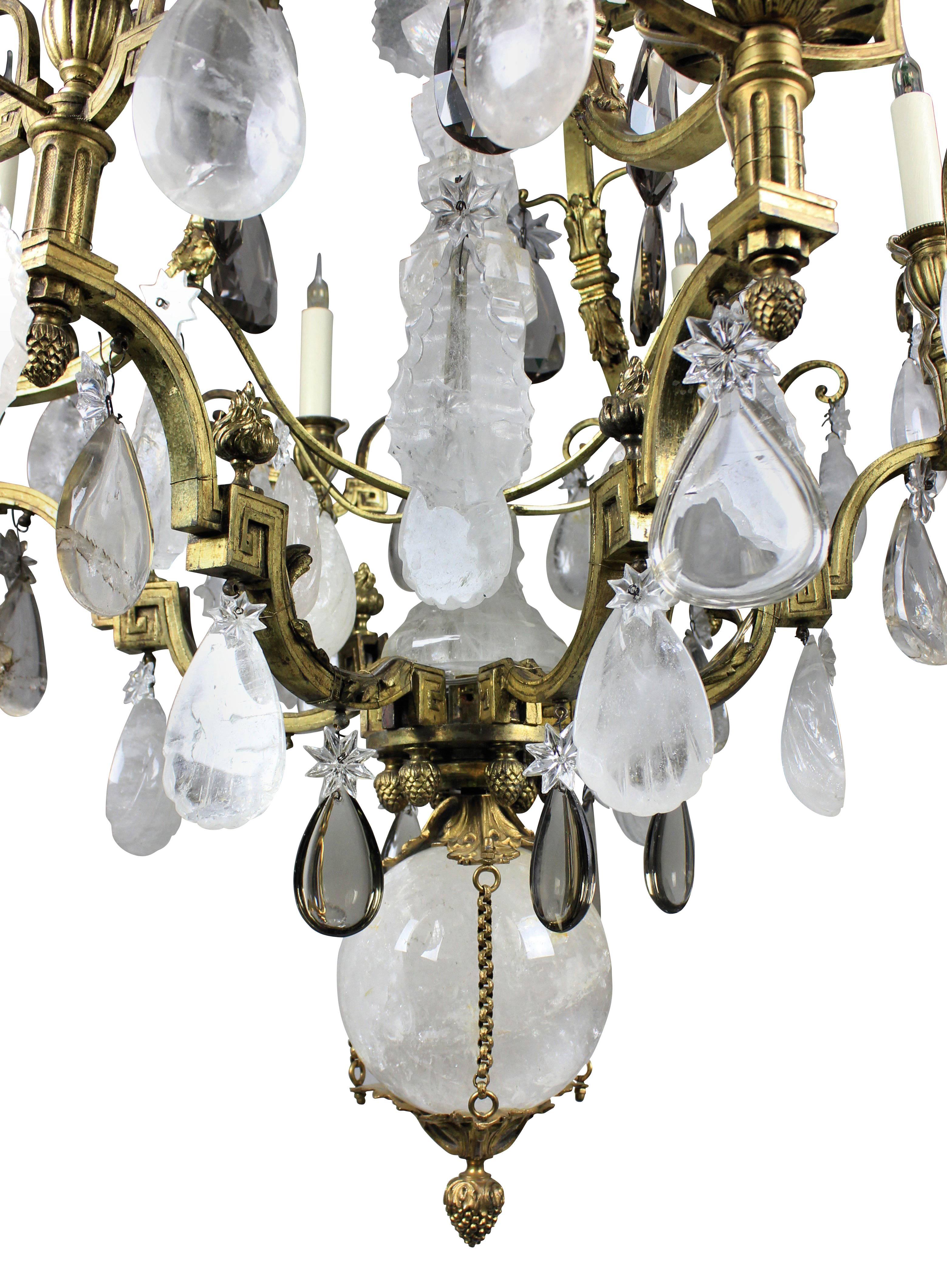 Fine 19th Century Russian Gilt Bronze and Rock Crystal Chandelier 1