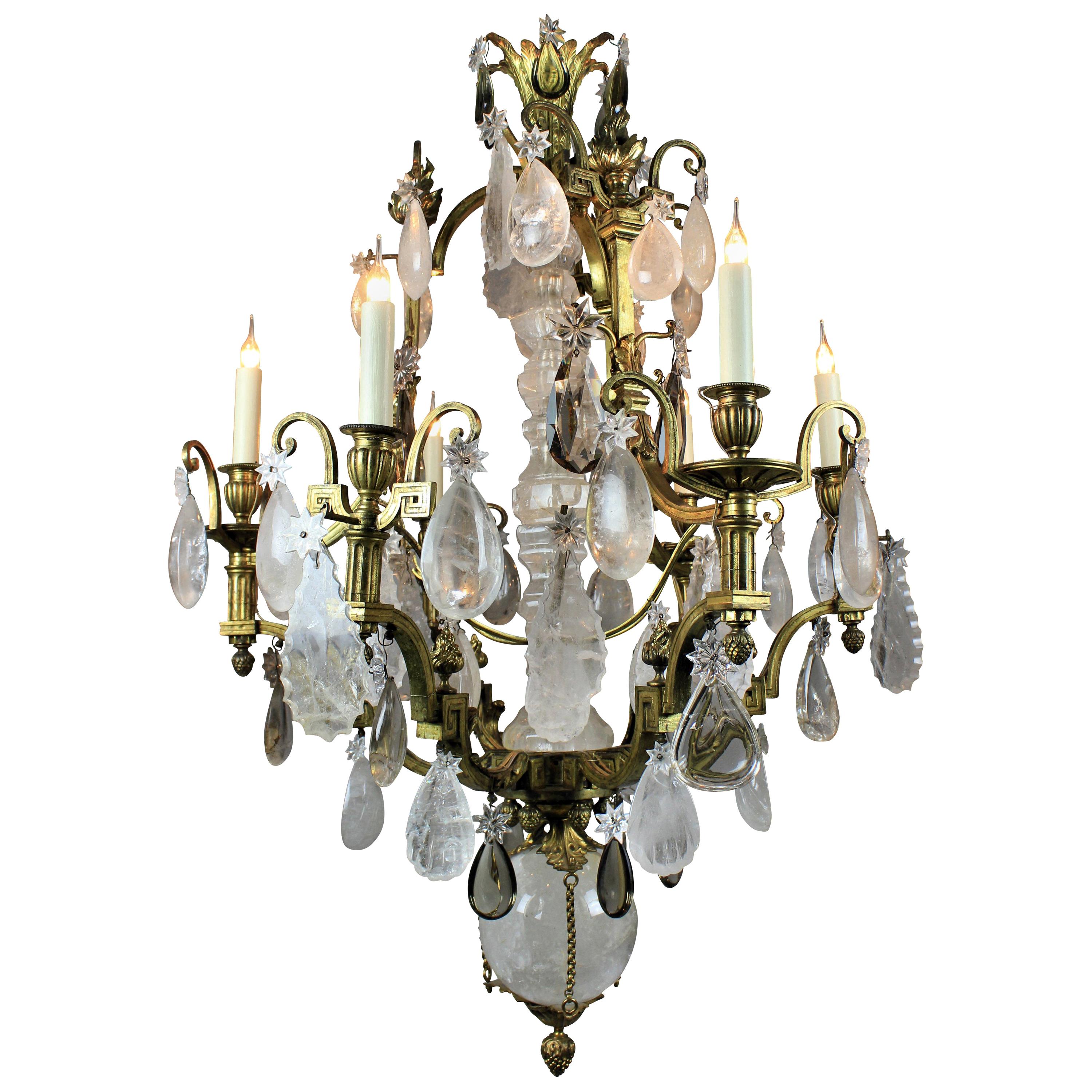 Fine 19th Century Russian Gilt Bronze and Rock Crystal Chandelier