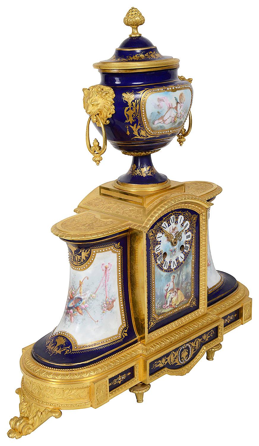 Louis XVI Fine 19th Century Sevres Style Mantel Clock For Sale