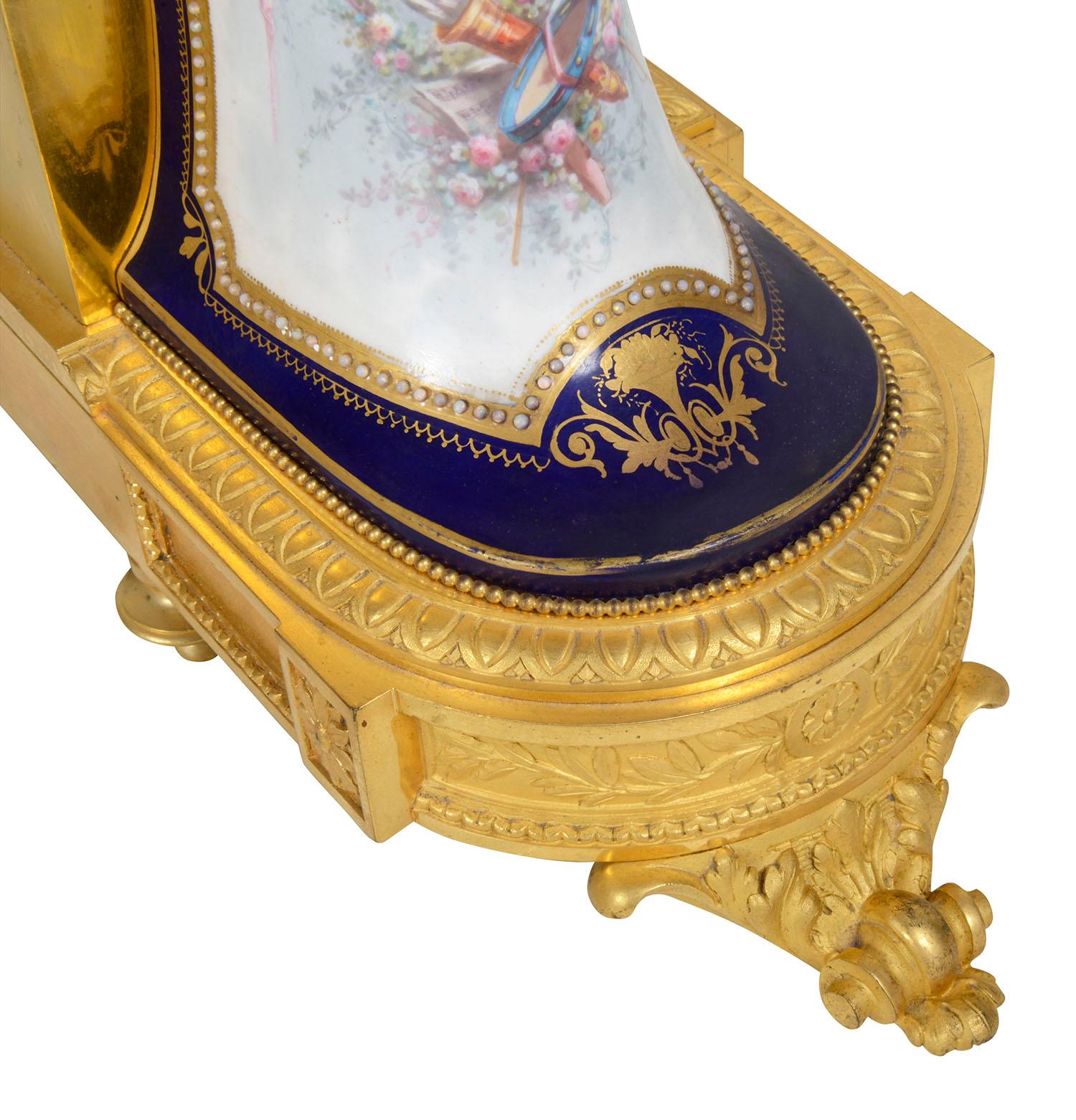 Porcelain Fine 19th Century Sevres Style Mantel Clock For Sale