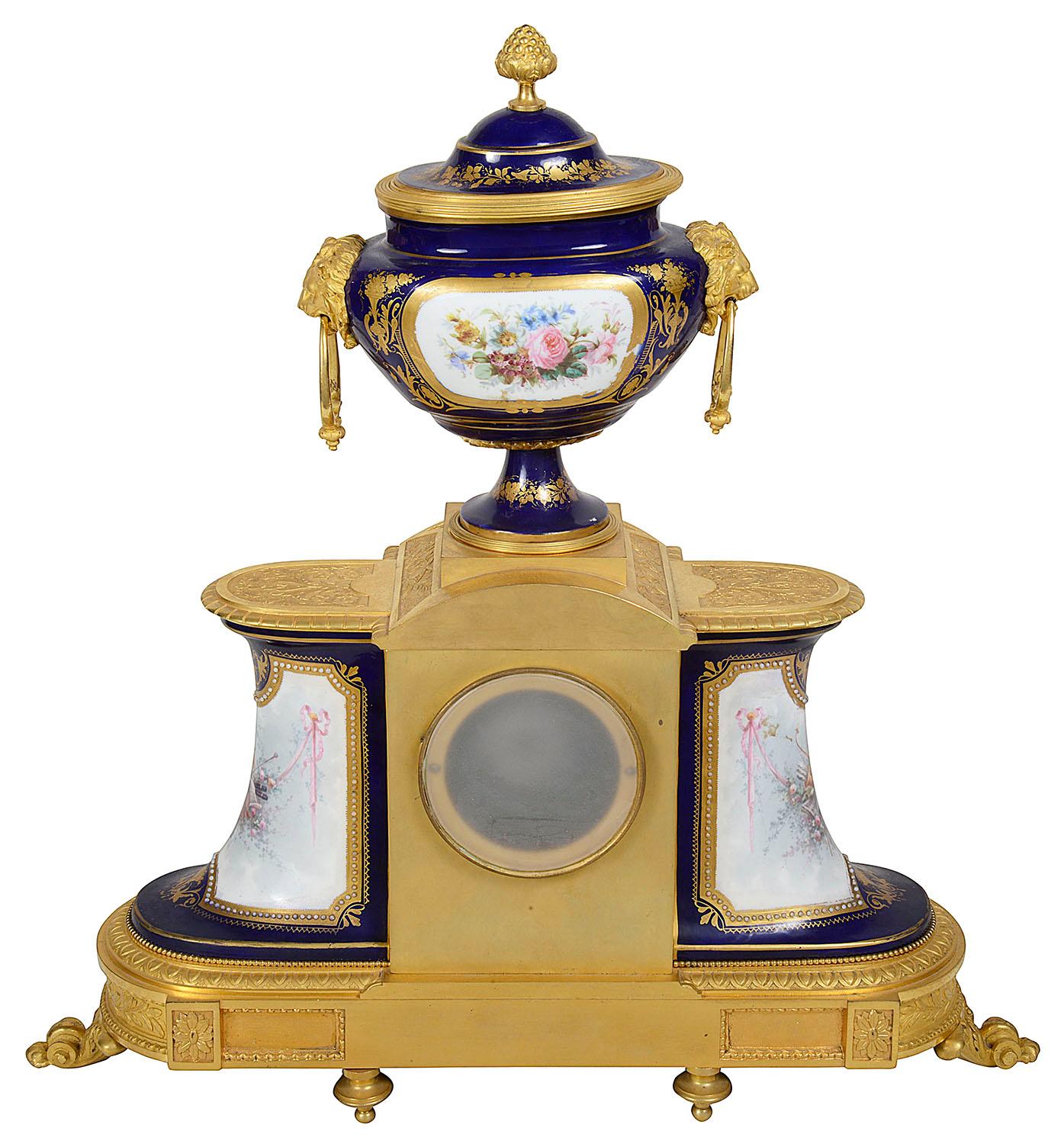 Fine 19th Century Sevres Style Mantel Clock For Sale 2