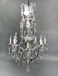 Fine 19th Century Silvered Bronze and Baccarat Crystal Twelve Light Chandelier