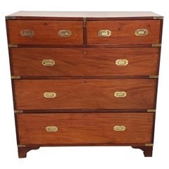 19th Century Solid Mahogany Campaign Chest by P. Beakey