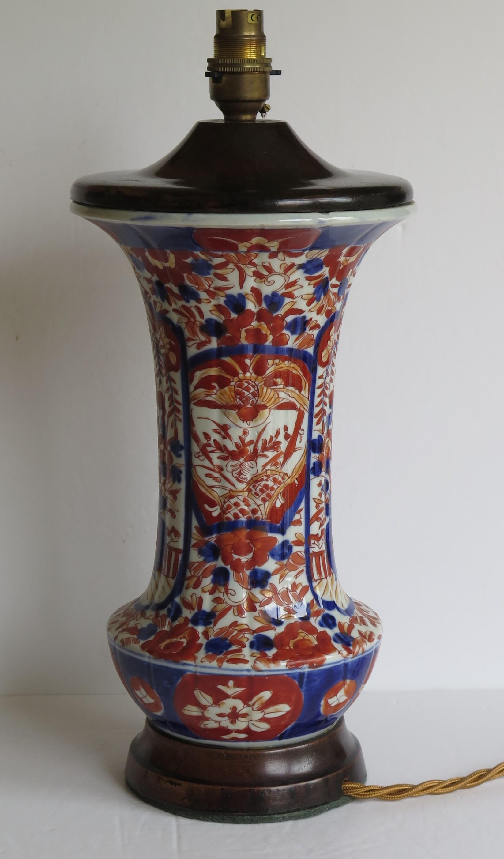 Fine 19th Century Tall Japanese Porcelain Vase Table Lamp Imari, Meiji Period 1