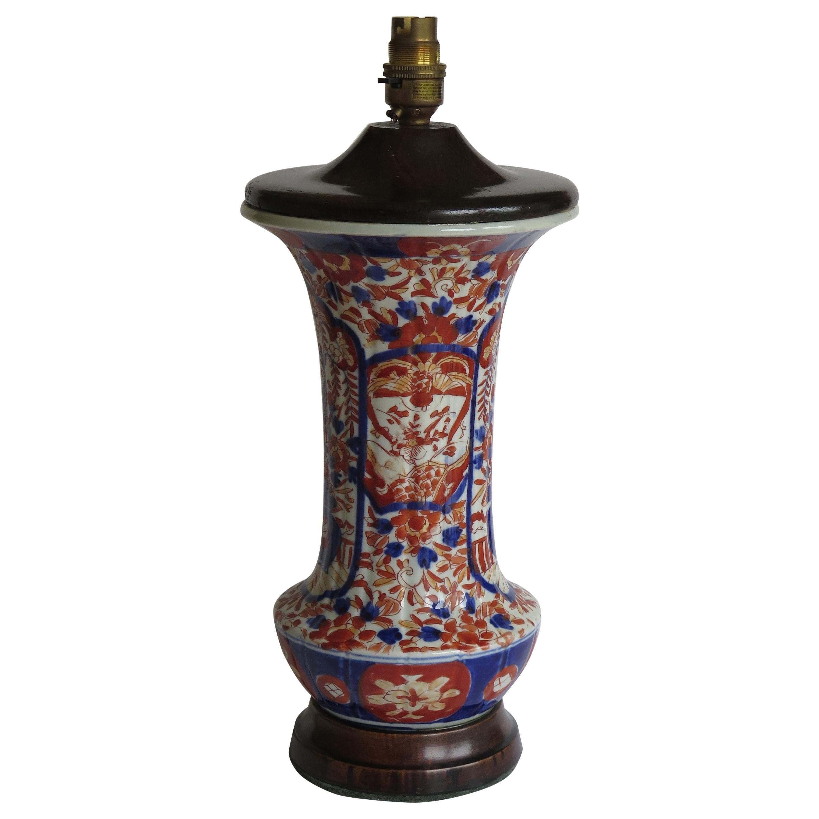 Fine 19th Century Tall Japanese Porcelain Vase Table Lamp Imari, Meiji Period